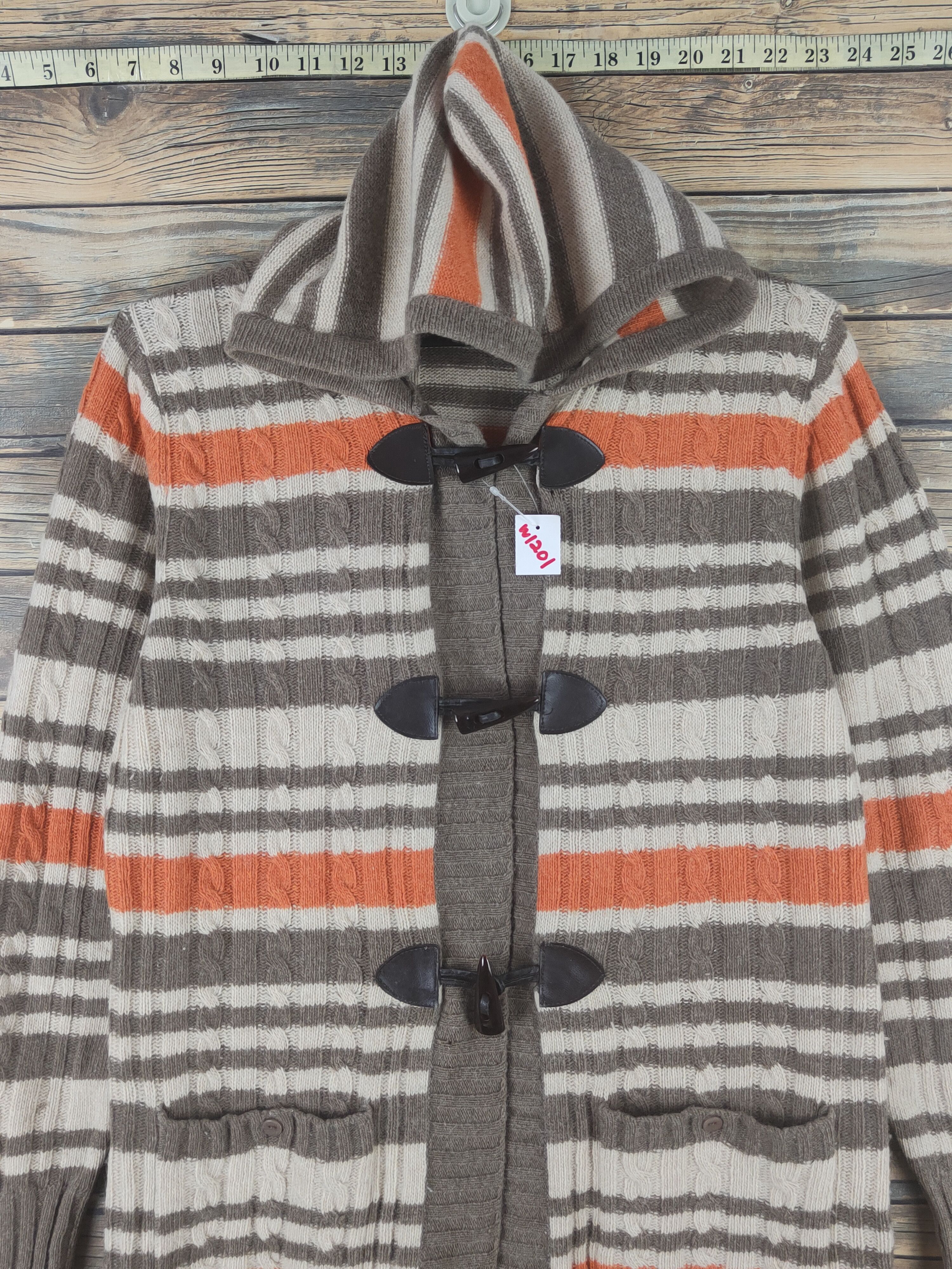 Aran Isles Knitwear × Japanese Brand × Vintage Key Luck Brown Knitwear Hoodie Sweaters #W1201 Size XS / US 0-2 / IT 36-38 - 2 Thumbnail