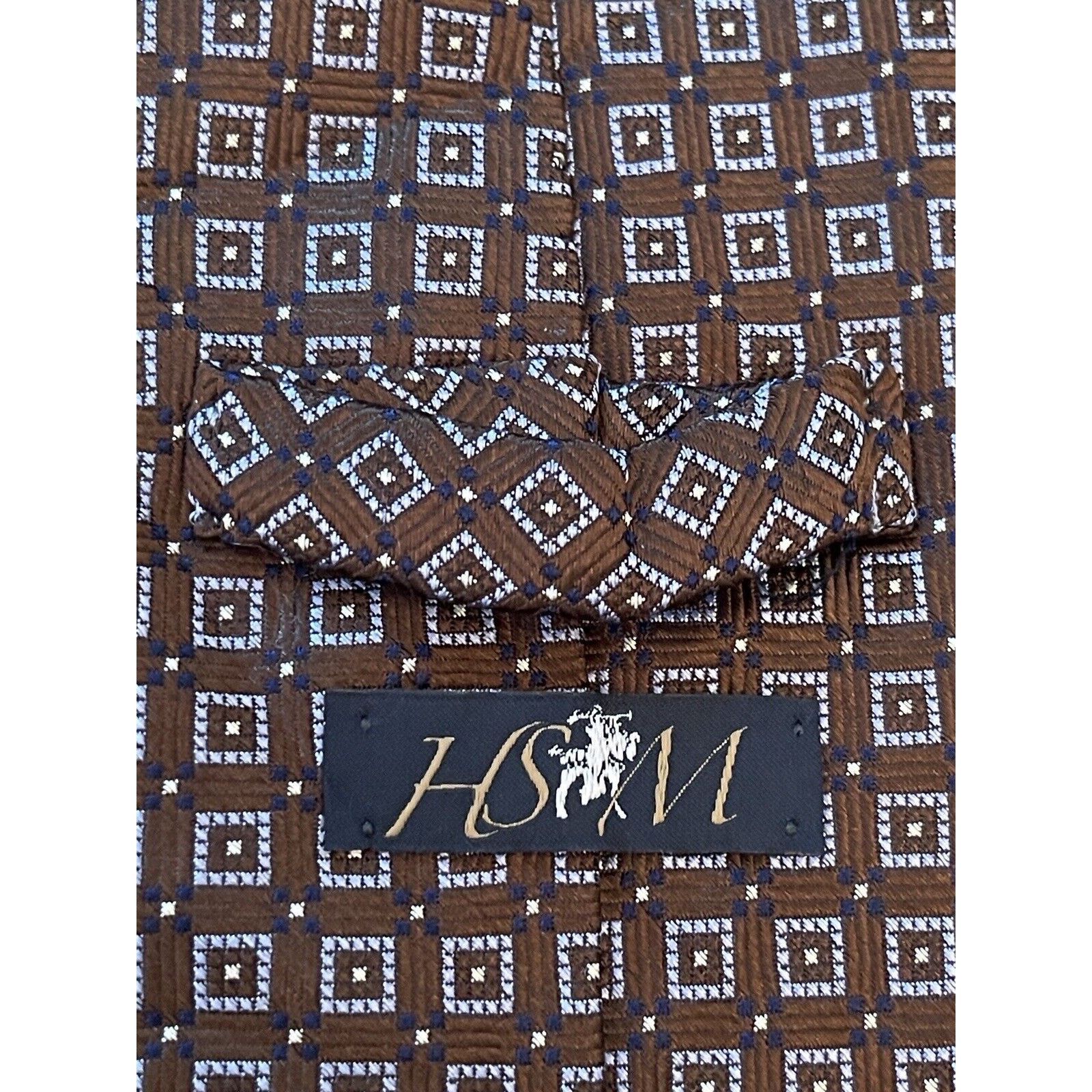 Other HSM Brown Blue 100% Imported Silk Men’s Neck Tie Made In Usa Size ONE SIZE - 8 Thumbnail