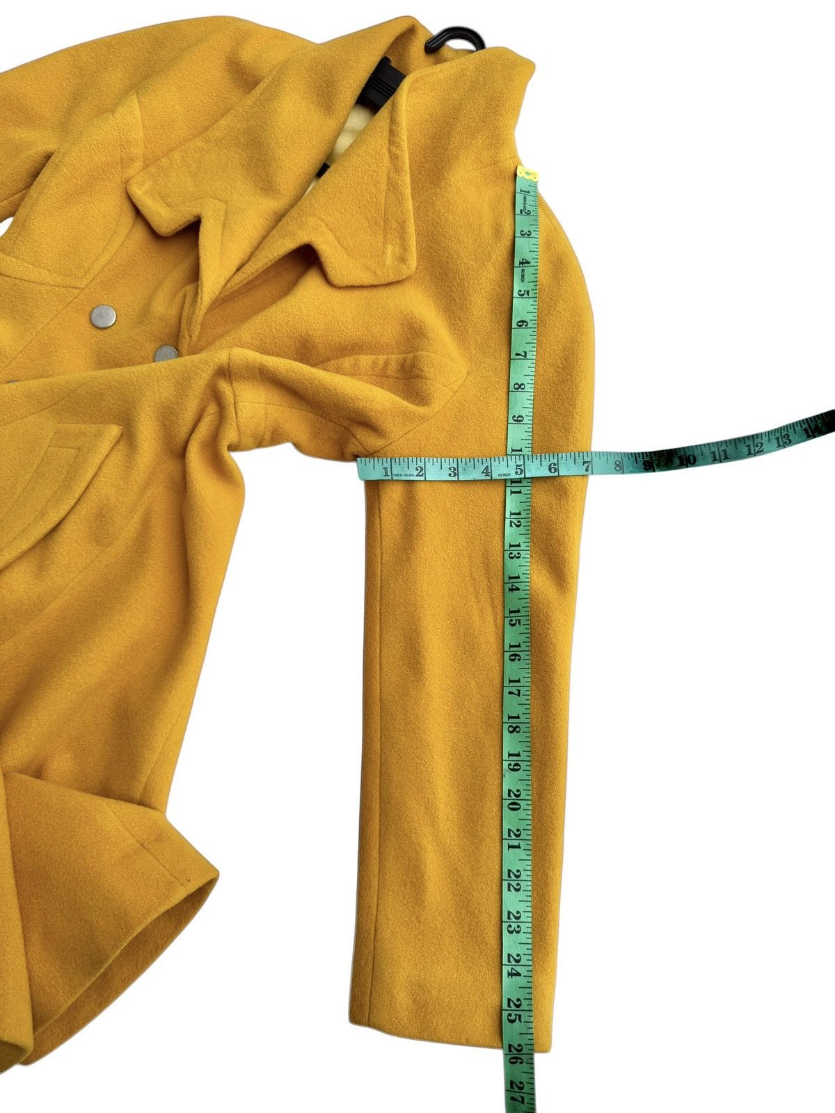 Mugler 🔥Rare Vintage 80s Thierry Mugler Mustard Yellow Wool Coat Size M / US 6-8 / IT 42-44 - 21 Thumbnail