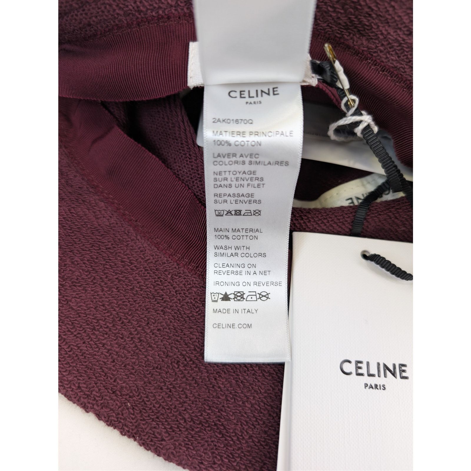 Celine o1rshd1 Size: M / Cotton Fleece Bucket Cap / Hat in Burgundy Size ONE SIZE - 12 Thumbnail