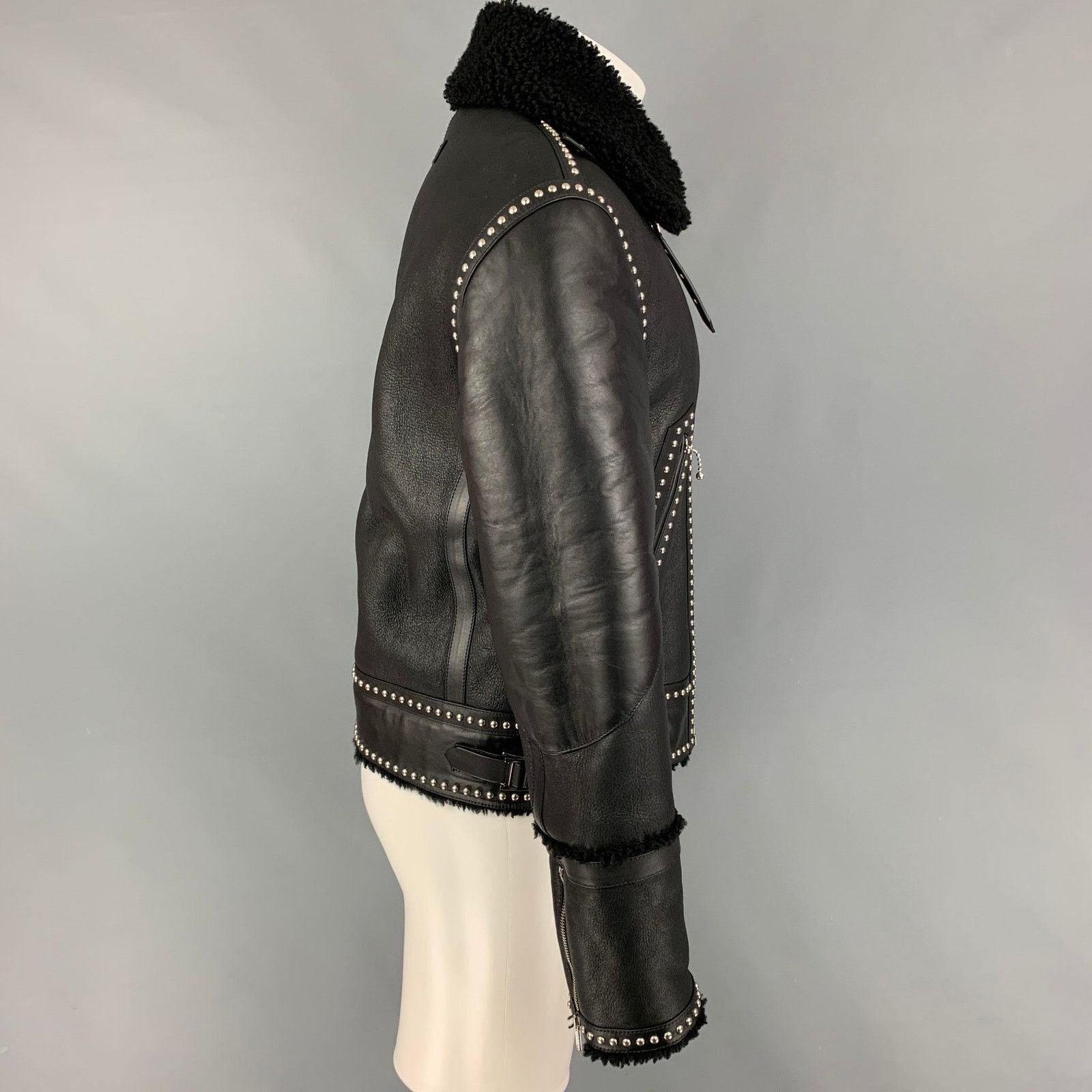 Givenchy Size 38 Black Silver Studded Leather Blouson Jacket Size US M / EU 48-50 / 2 - 3 Thumbnail