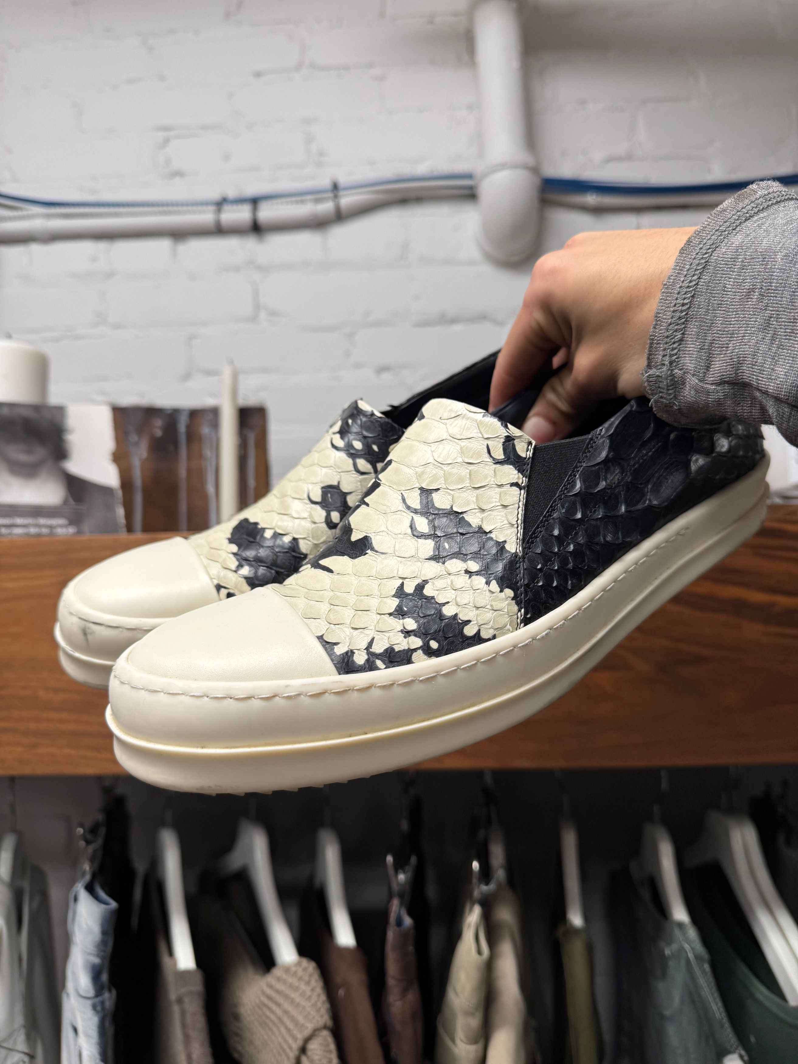 Rick Owens Rick Owens Python Leather ‘Ramones’ Slip On Sneakers Size US 10 / EU 43 - 1 Thumbnail