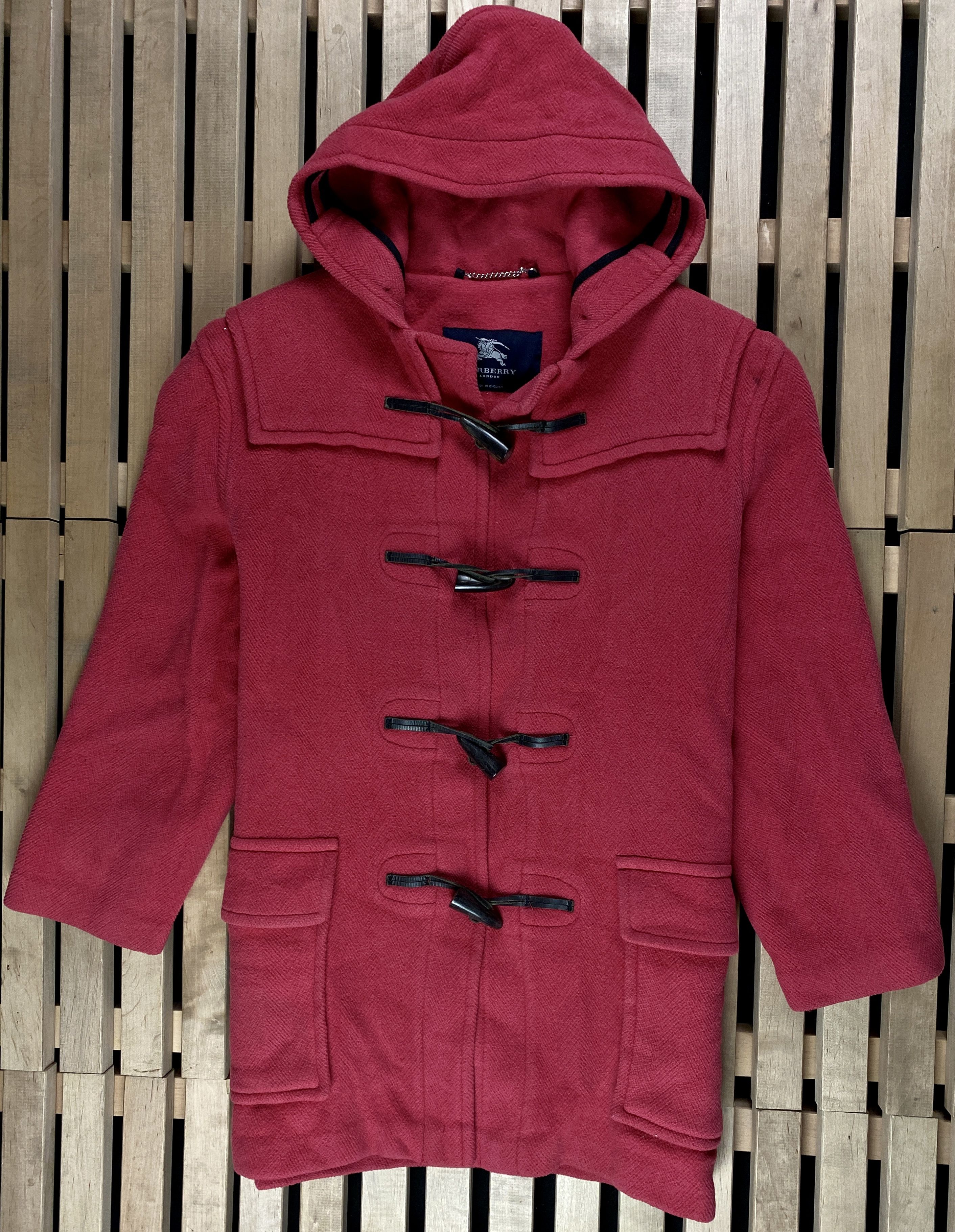 image of Womens Coat Jacket Burberry Size XL 100% Wool in Red
