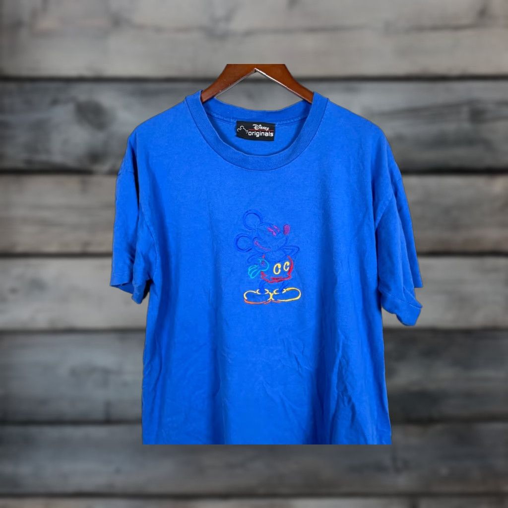 Disney VINTAGE Disney Originals Mickey Mouse T-Shirt Adult XL Blue Single Stitch 90s Cartoon Retro Mens Size US XL / EU 56 / 4 - 1 Thumbnail