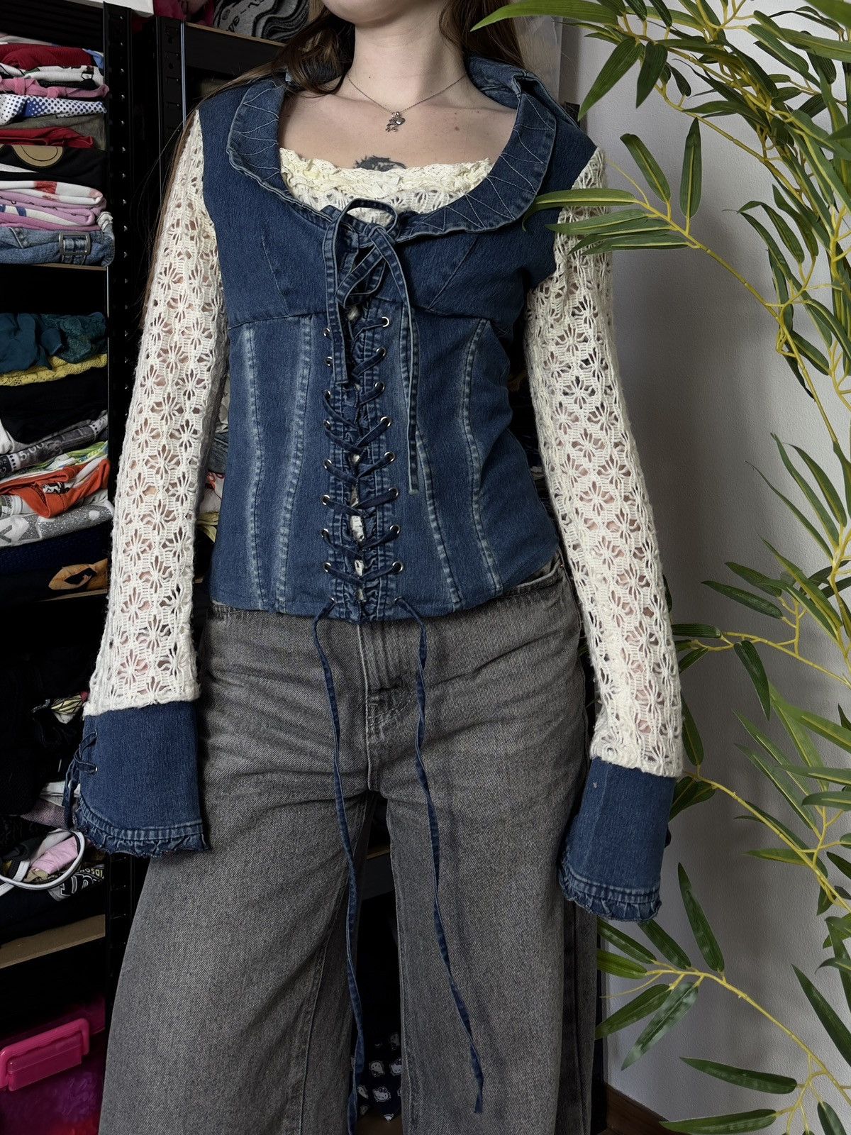 Vintage VINTAGE DENIM KNITTED BLOUSE LONGSLEEVE Size M / US 6-8 / IT 42-44 - 6 Thumbnail