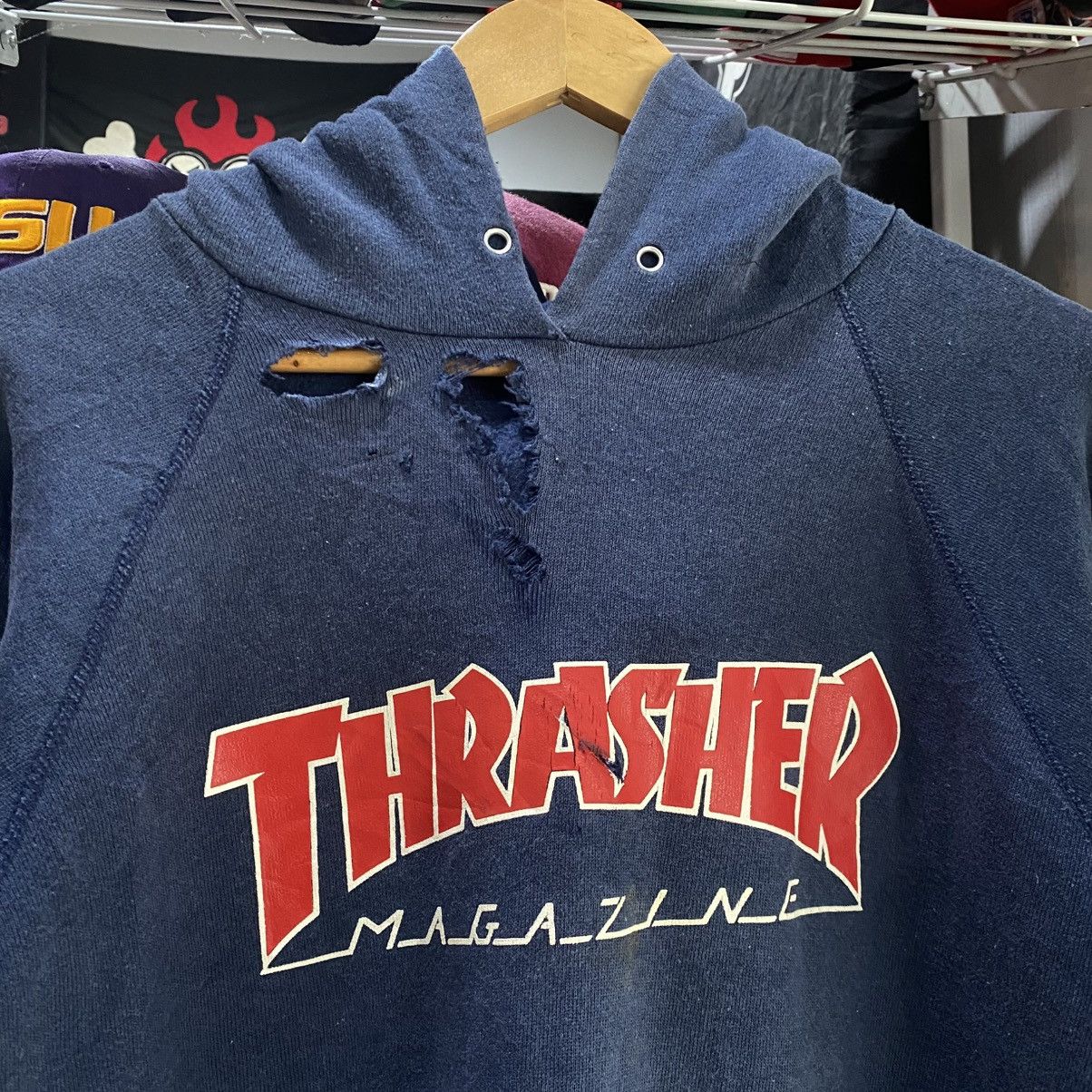 Thrasher × Vintage Thrasher Navy Blue Hoodie Vintage 80s Distressed Size US L / EU 52-54 / 3 - 5 Thumbnail