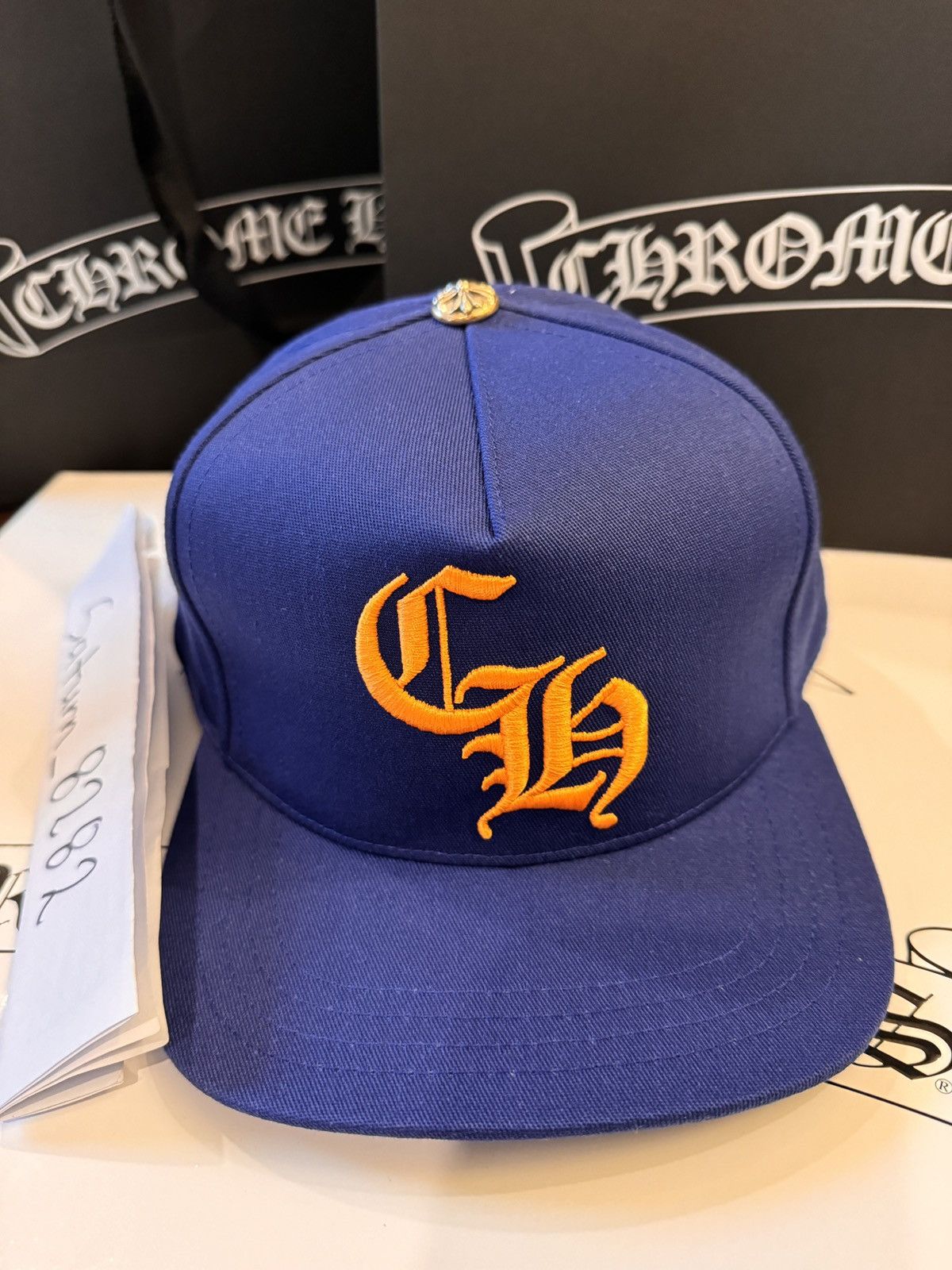 Chrome Hearts Chrome hearts hat ch baseball 5 panel blue gold