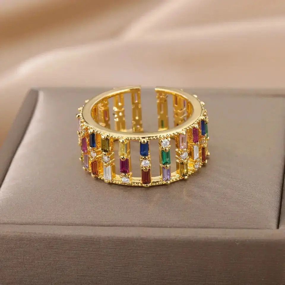 Jewelry Creative Rainbow Zircon Rings Size ONE SIZE - 3 Thumbnail