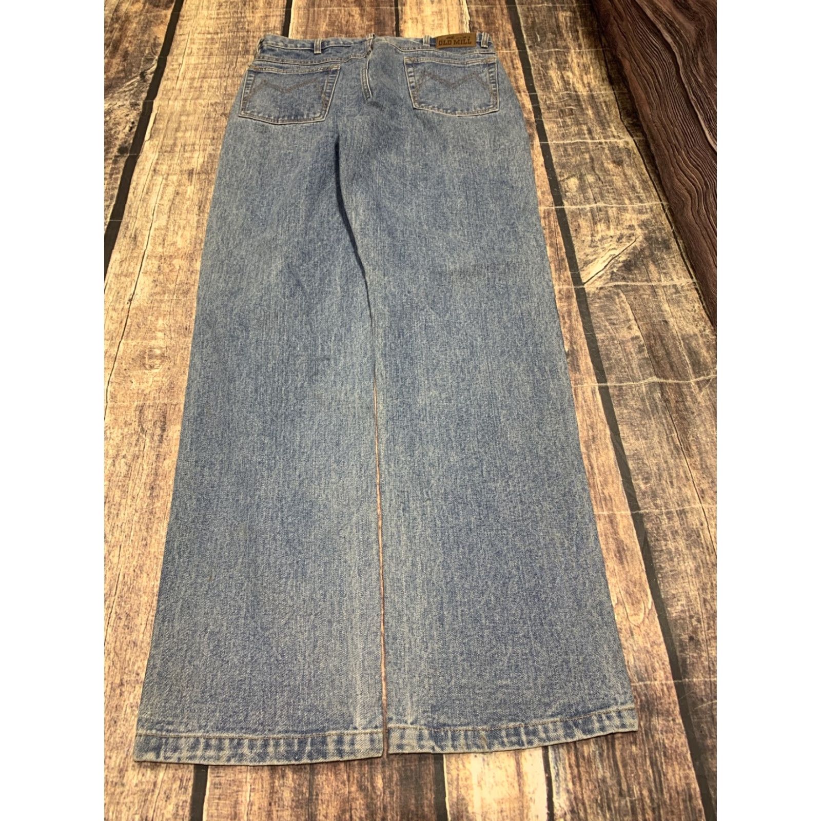 Denime Old Mill Jeans Men 5 Pocket Denim Relaxed Fit 38x36 Straight Leg Cotton Blue Blue Jeans, 5-Pocket, Regular Size, Mens, Vintage: No, Casual Work Size US 38 / EU 54 - 5 Thumbnail