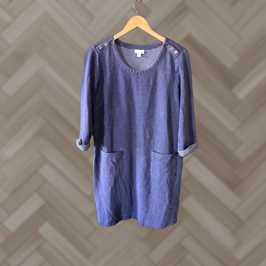 J. Jill J. Jill Shirt Dress Womens Blue 3/4 Sleeve Pullover Midi Size L Size L / US 10 / IT 46 - 1 Thumbnail