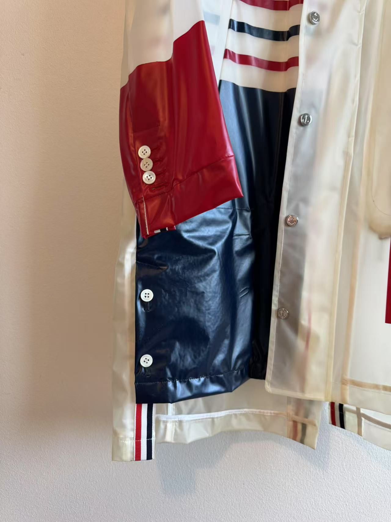 Thom Browne Thom Browne Transparent Stripe Rain Coat Size US M / EU 48-50 / 2 - 8 Thumbnail