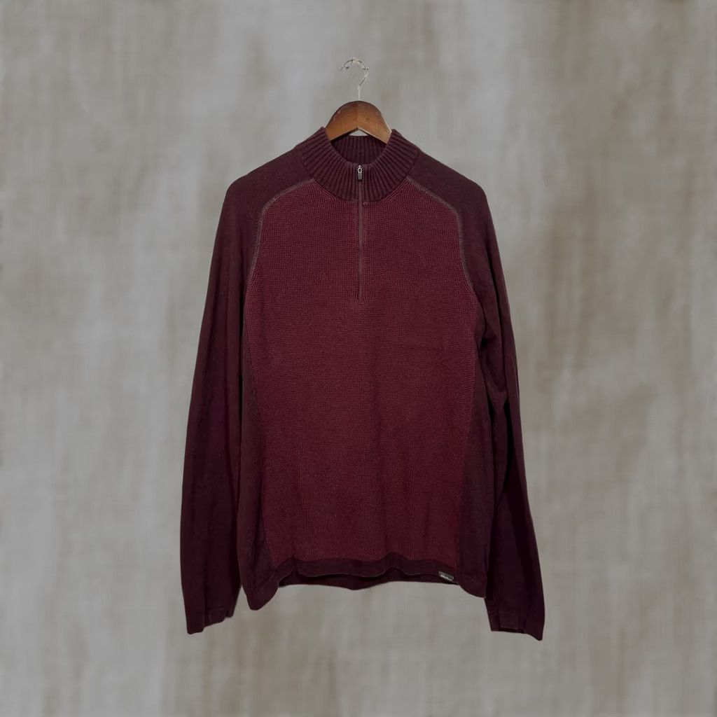 Eddie Bauer Eddie Bauer Men's Burgundy Half-Zip Sweater TL Large Knit Stand-Up Collar Zip Casual, Big & Tall, Red, Mid-Length, Regular Fit Size US L / EU 52-54 / 3 - 1 Thumbnail