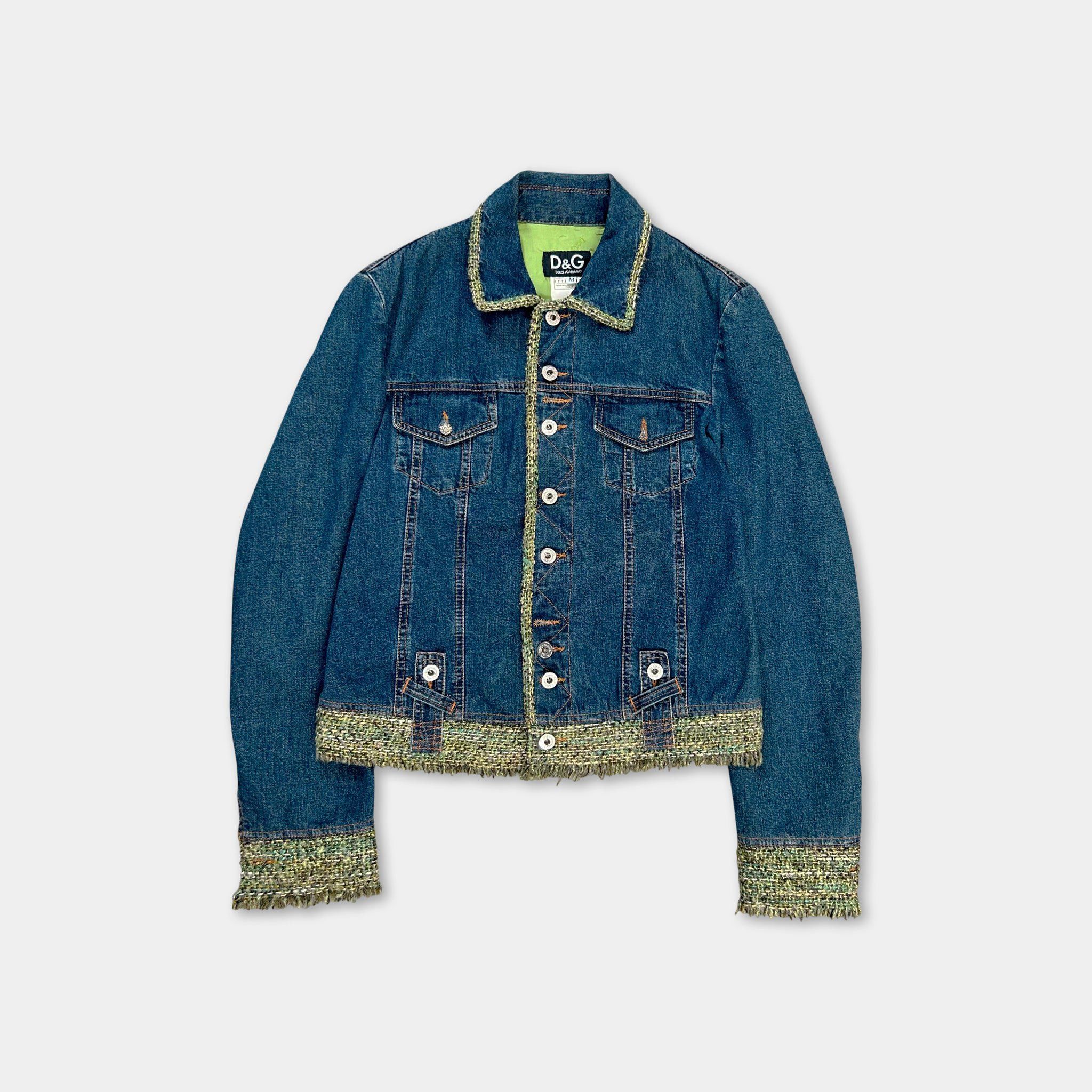Dolce & Gabbana Dolce & Gabbana Green Tweed Denim Jacket Size M / US 6-8 / IT 42-44 - 1 Thumbnail