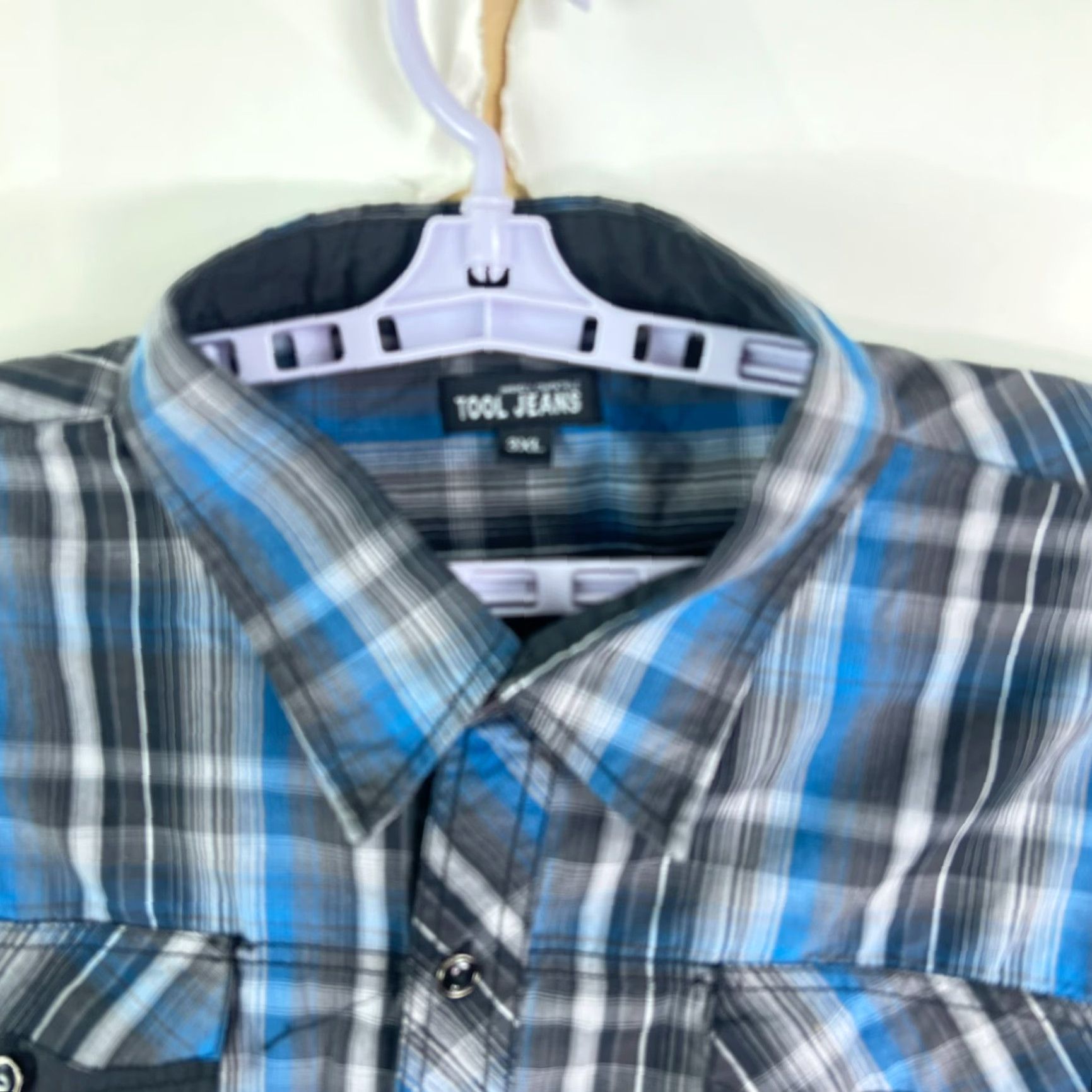 Vintage Tool Jeans Plaid Button-Up Long Sleeve Shirt 3XL Blue Mens Size US XXL / EU 58 / 5 - 3 Thumbnail