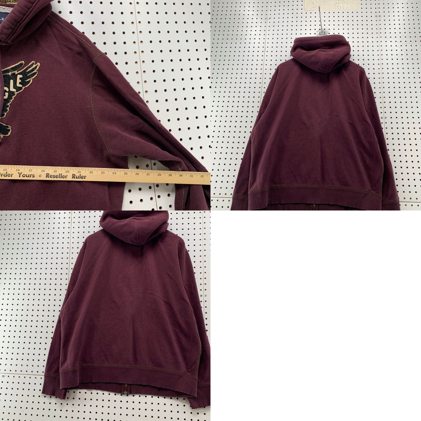 American Eagle Outfitters American Eagle Hoodie Sweatshirt Mens 2XL Maroon Sherpa Lined Hood Embroidered Size US XXL / EU 58 / 5 - 9 Thumbnail