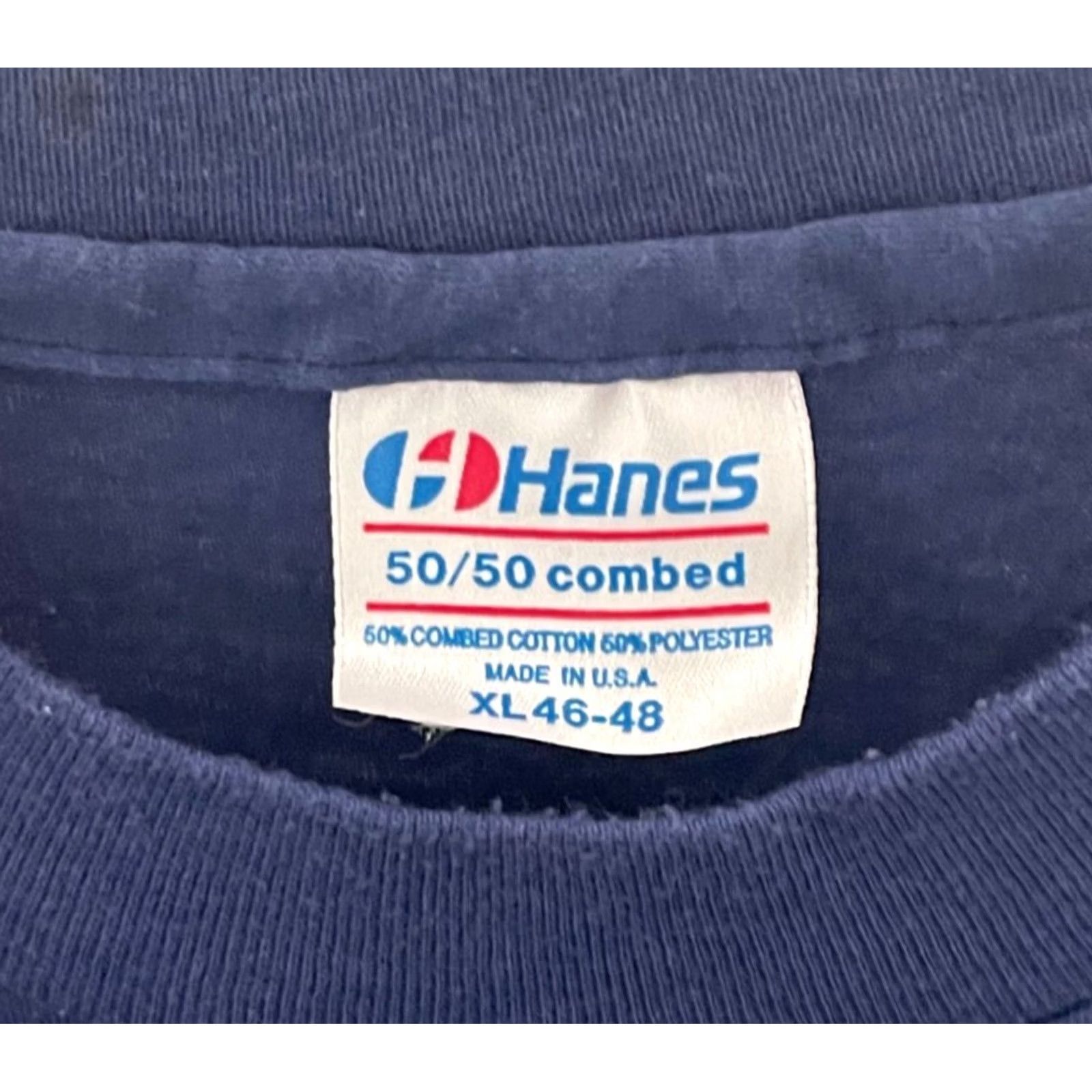 Hanes VINTAGE Hanes Handball T-Shirt Adult XL Navy Blue USA Spellout Graphic Size US XL / EU 56 / 4 - 4 Thumbnail