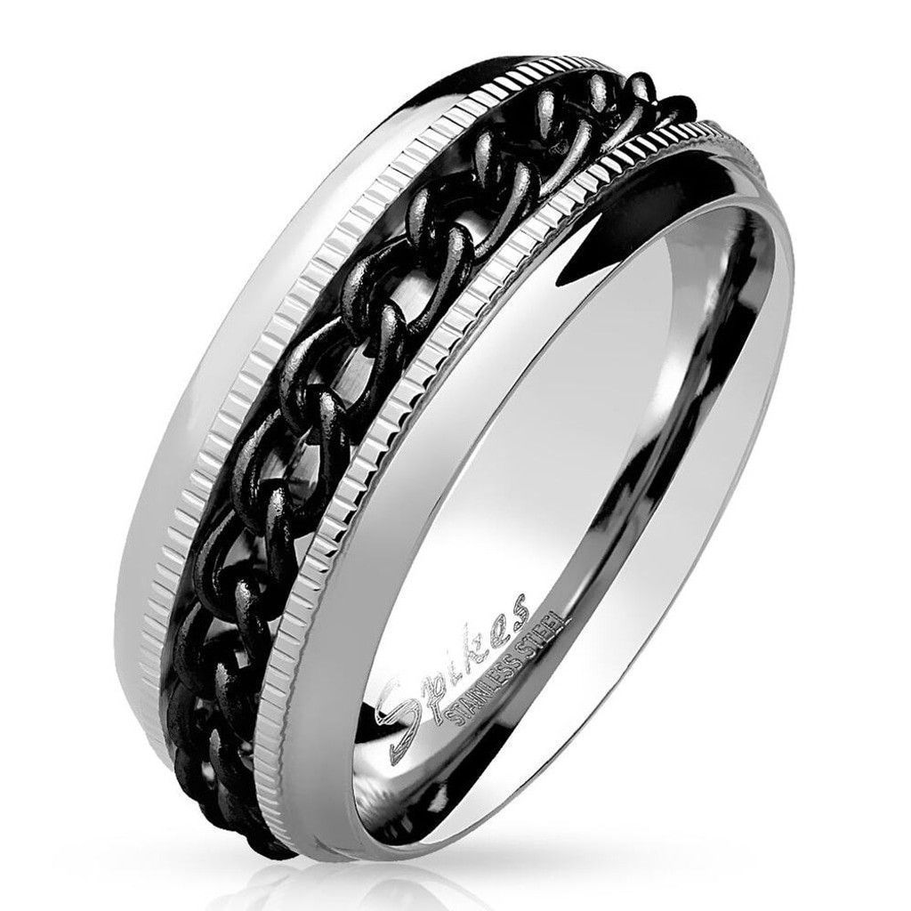 Spikes and sparrow Black Chain Center Spinner and Stainless Steel Ring size 14 Size ONE SIZE - 1 Preview