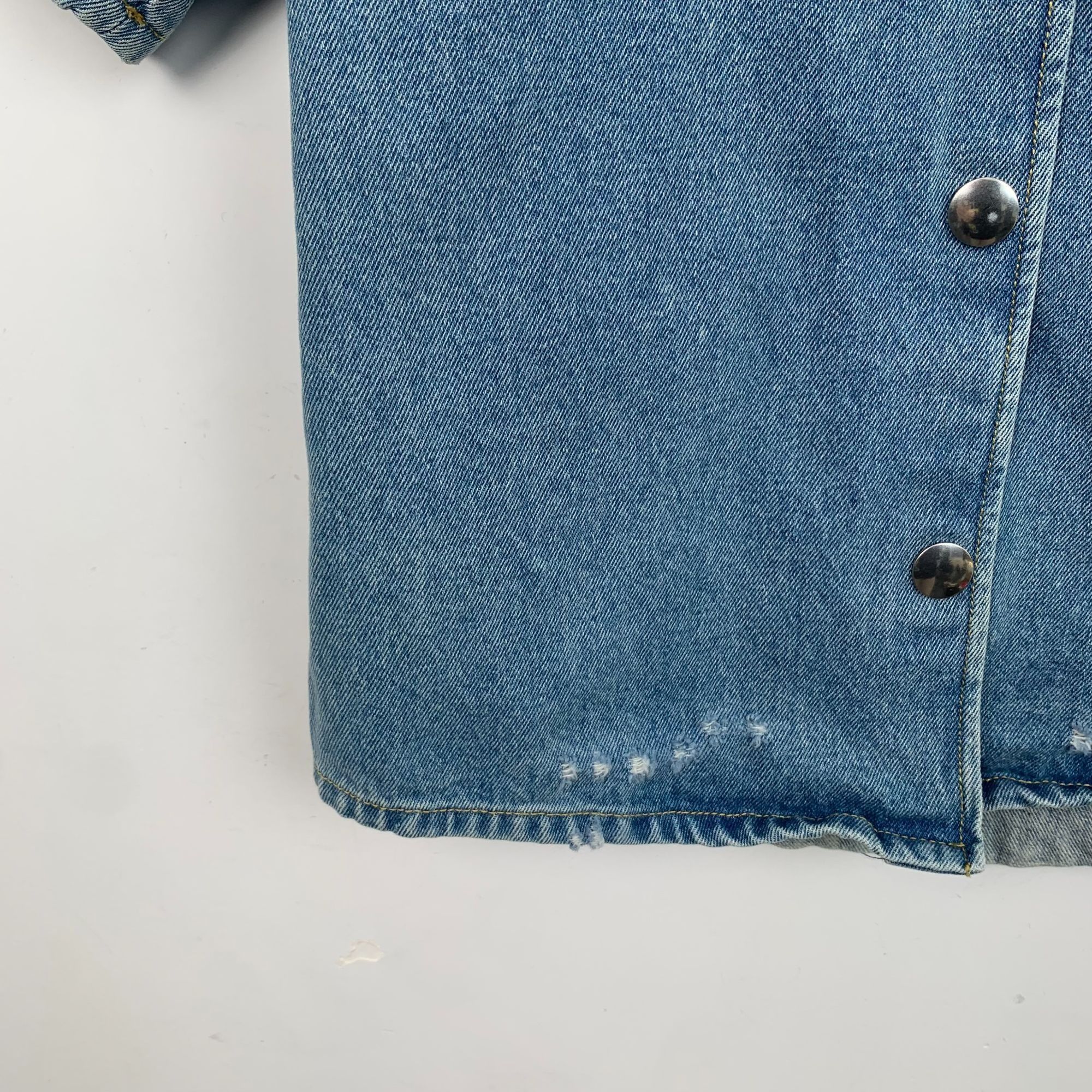 Prada Prada Womens Short-Sleeve Denim Button-Up Shirt With Chest P Size XS / US 0-2 / IT 36-38 - 4 Thumbnail