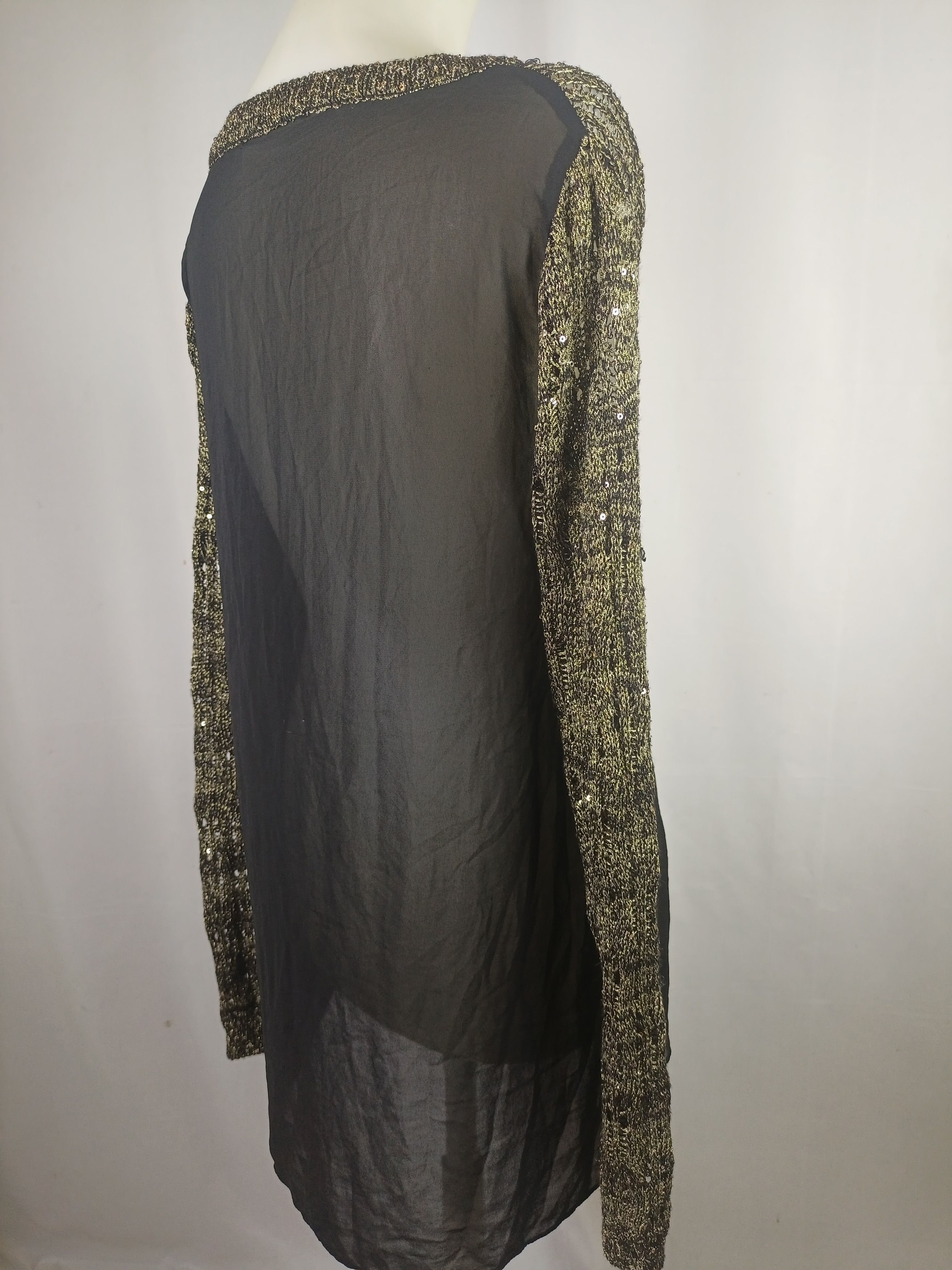 Japanese Brand BESTI BELLI Milan Black Gold Sequin Distressed Knit Size L / US 10 / IT 46 - 5 Thumbnail