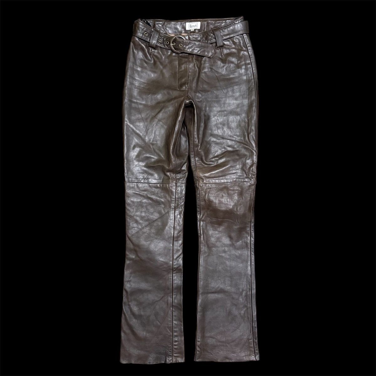 Vintage Harrods Knightsbridge Leather Pants in Brown, Women's (Size 28)