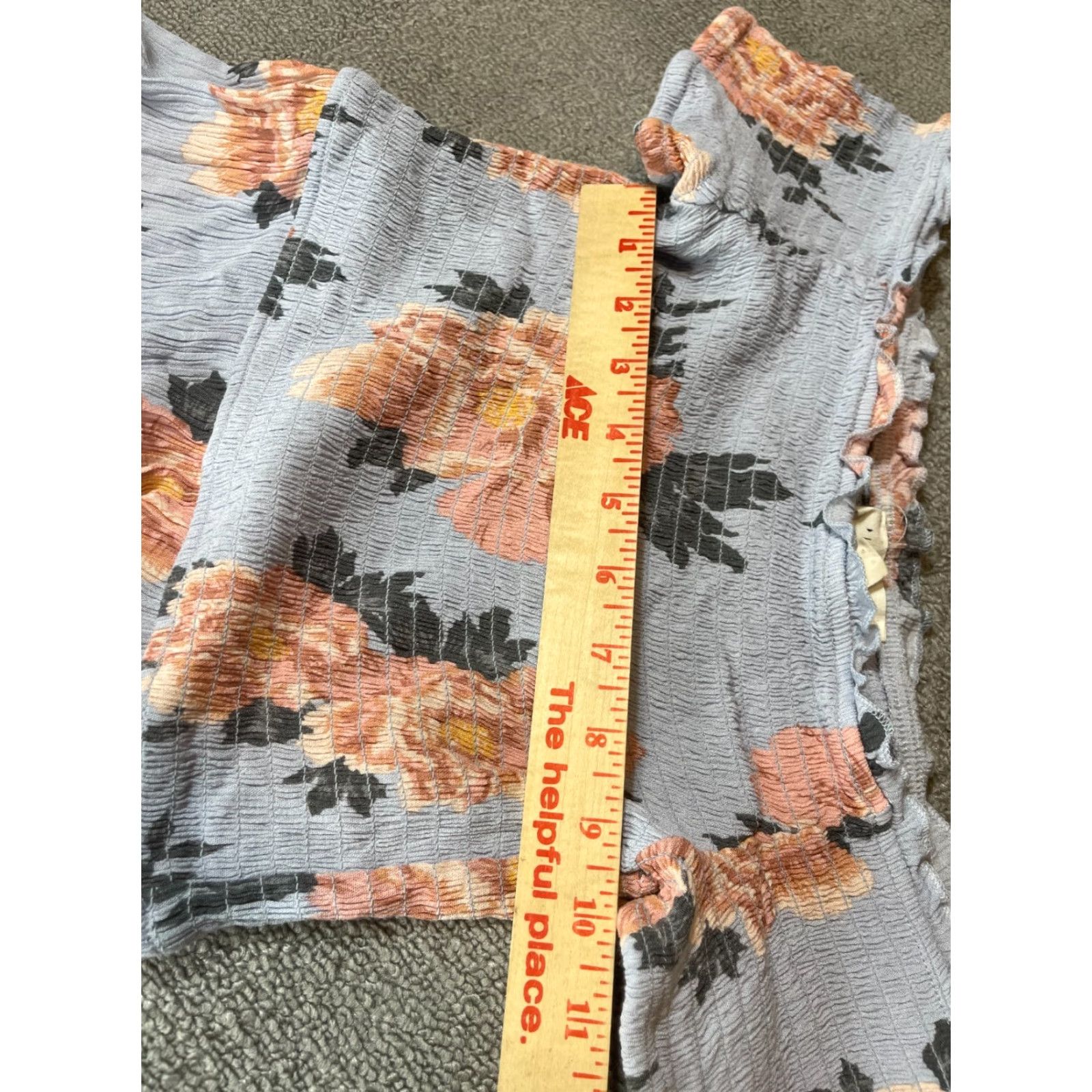 Vintage VINTAGE L.A. Hearts Dress Womens Small Short Sleeve Floral Blue Knee Length Sundress Smocked Heart Off the Shoulder Short Sleeve Dress Size 28" / US 6 / IT 42 - 3 Thumbnail