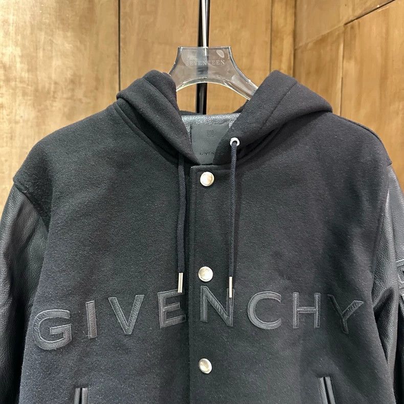 Givenchy Givenchy Size52 Black Printing Leather Baseball Jacket, Siz Size US M / EU 48-50 / 2 - 3 Thumbnail