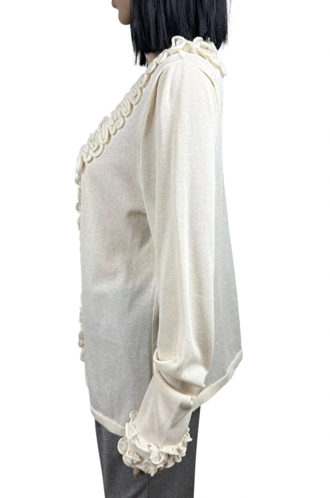 Wolford Wolford Ruffle Cardigan Cream Cotton Polyamide size M Size M / US 6-8 / IT 42-44 - 7 Thumbnail