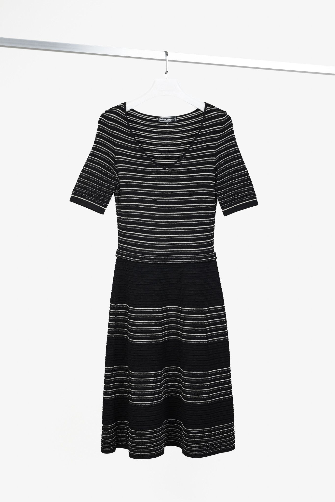 Salvatore Ferragamo Salvatore Ferragamo Black & White Metallic-Striped Dress Size S / US 4 / IT 40 - 1 Thumbnail