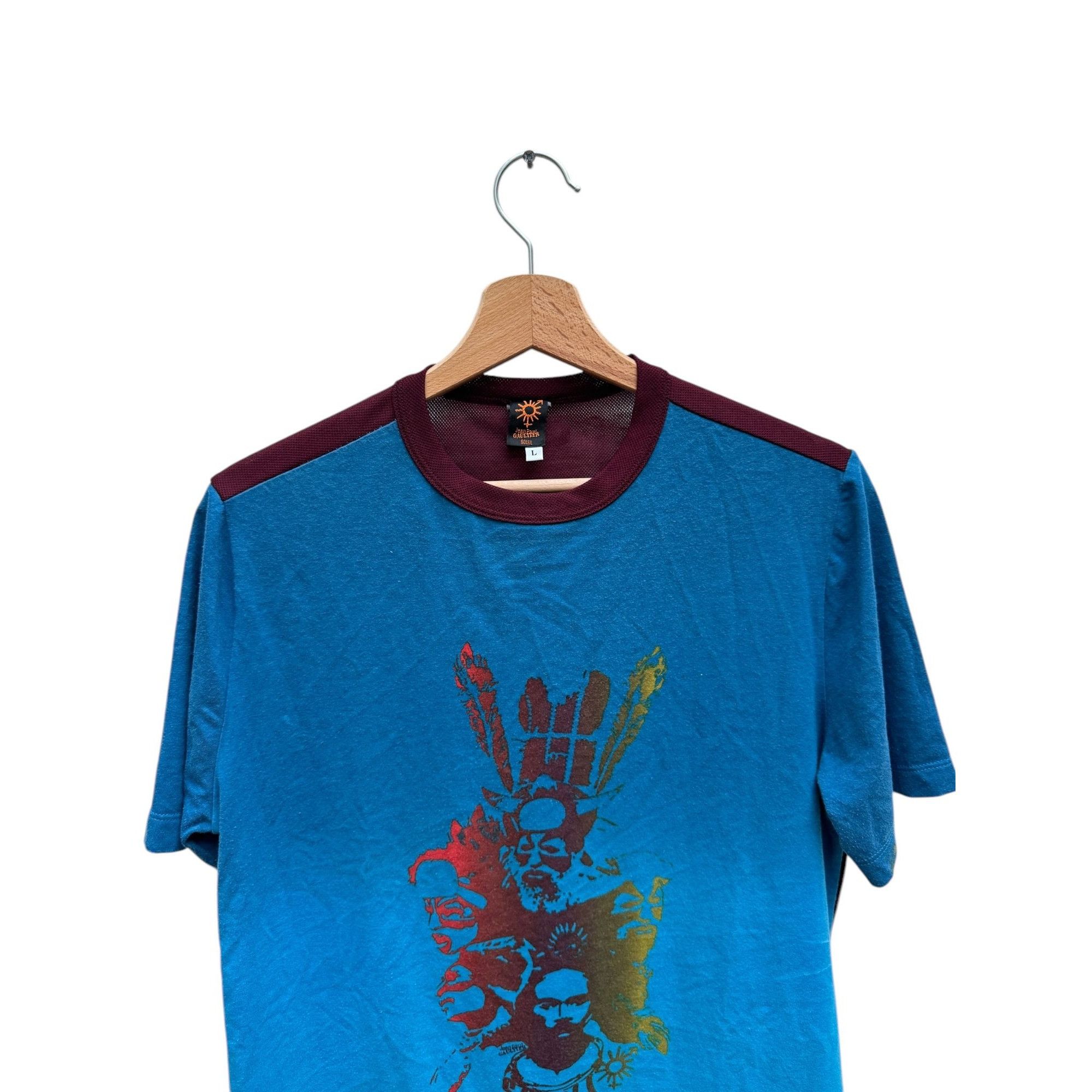 Jean Paul Gaultier Vintage Blue Burgundy Fusion T-shirt Size US M / EU 48-50 / 2 - 3 Thumbnail