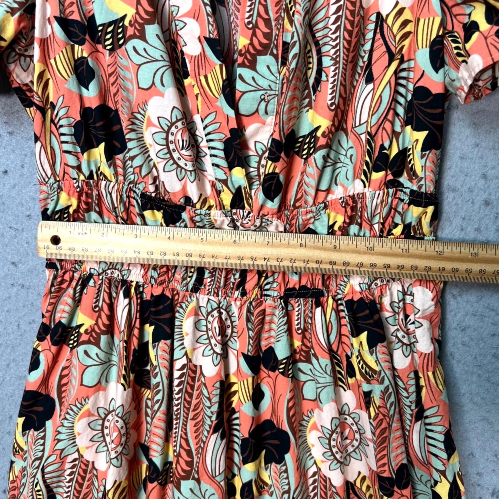 Anthropologie VINTAGE Maeve Anthropologie Maxi Dress Floral V-Neck Flutter Sleeve 2XS Orange Womens Size XXS / US 00 / IT 34 - 6 Thumbnail