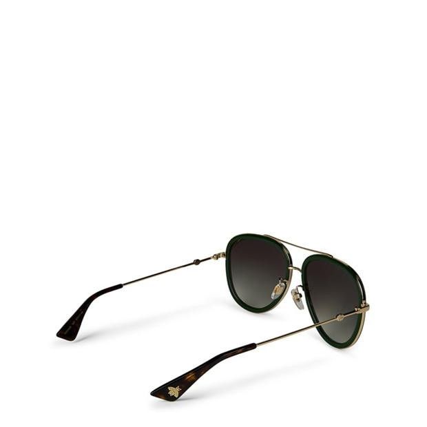Gucci Men'S Striped Aviator Metal Sunglasses Size ONE SIZE - 3 Thumbnail