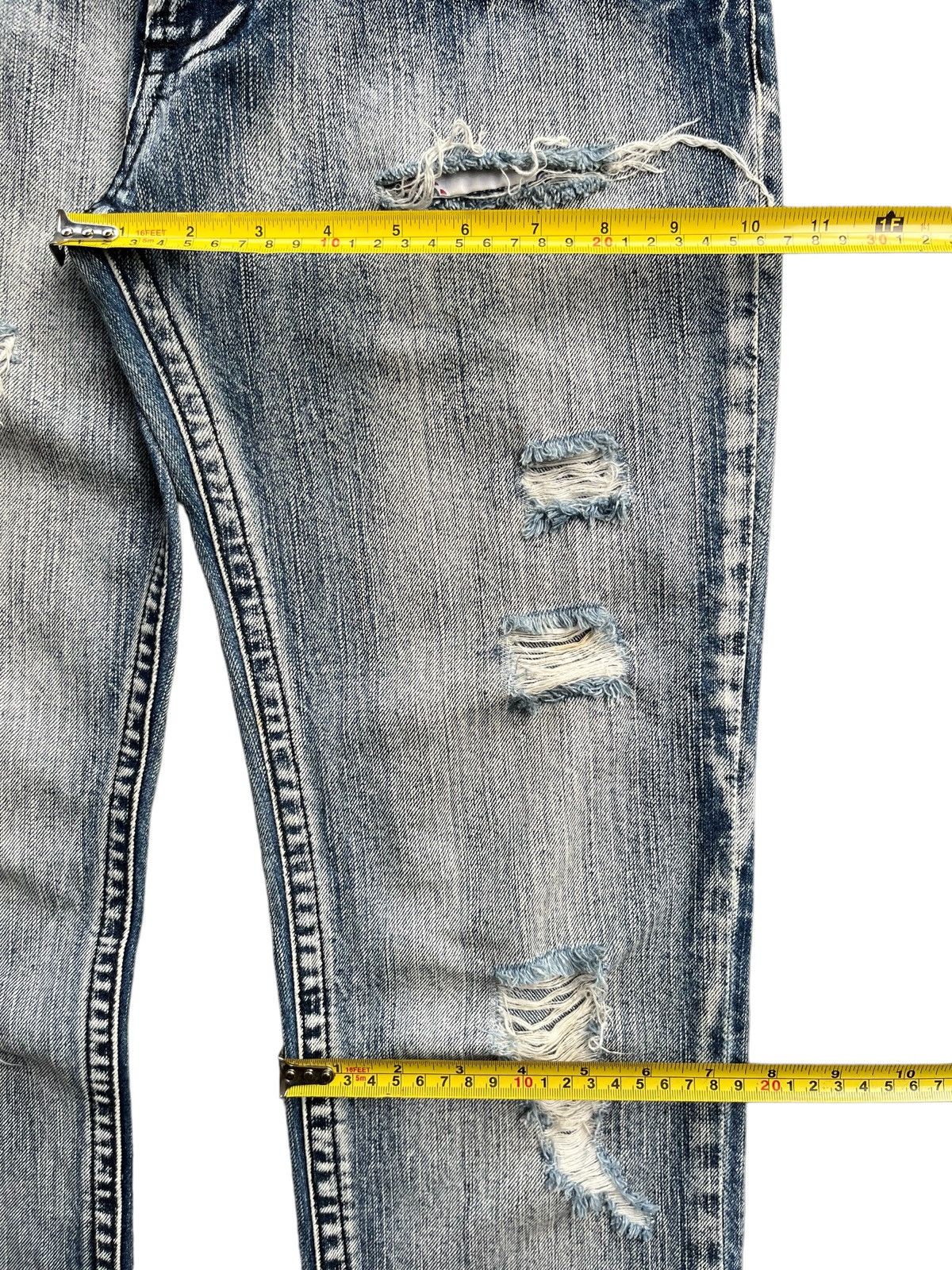Japanese Brand Vintage Japanese Blue Way Distressed Sky Bomber Style Jean Size US 32 / EU 48 - 15 Thumbnail