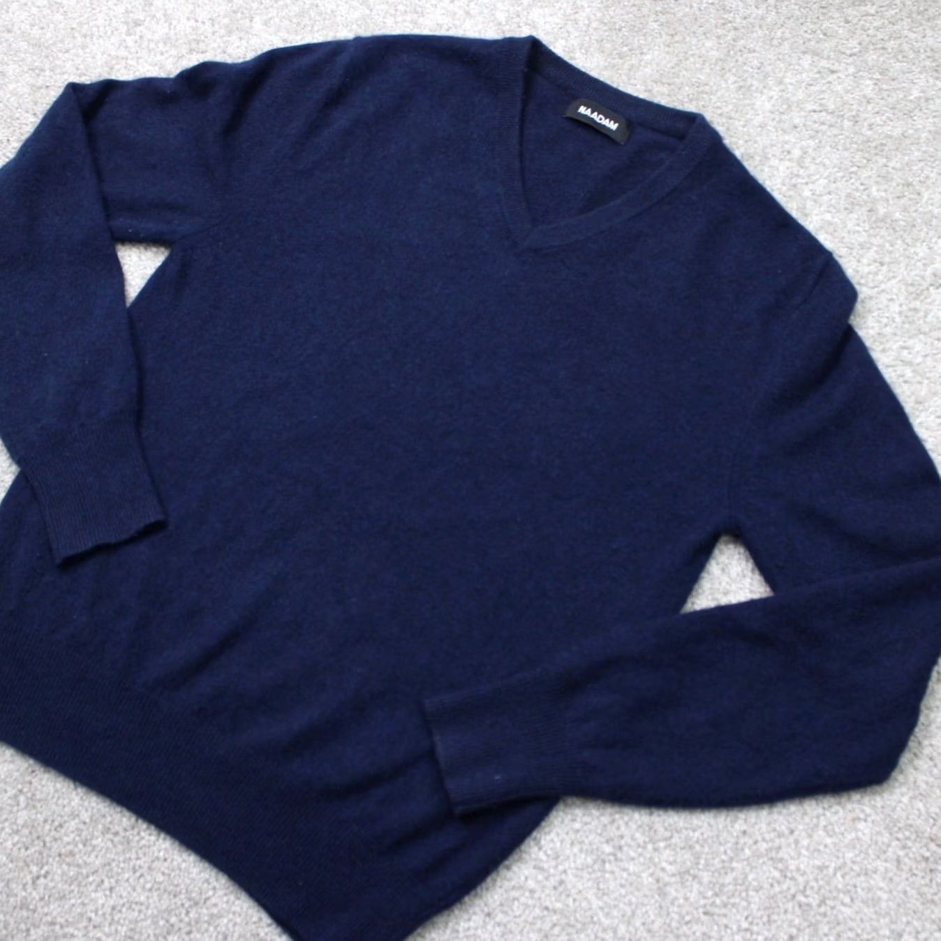 NAADAM Naadam Mens XS Blue 100% Cashmere V-Neck Long Sleeve Pullover Sweater Size US XS / EU 42 / 0 - 2 Thumbnail