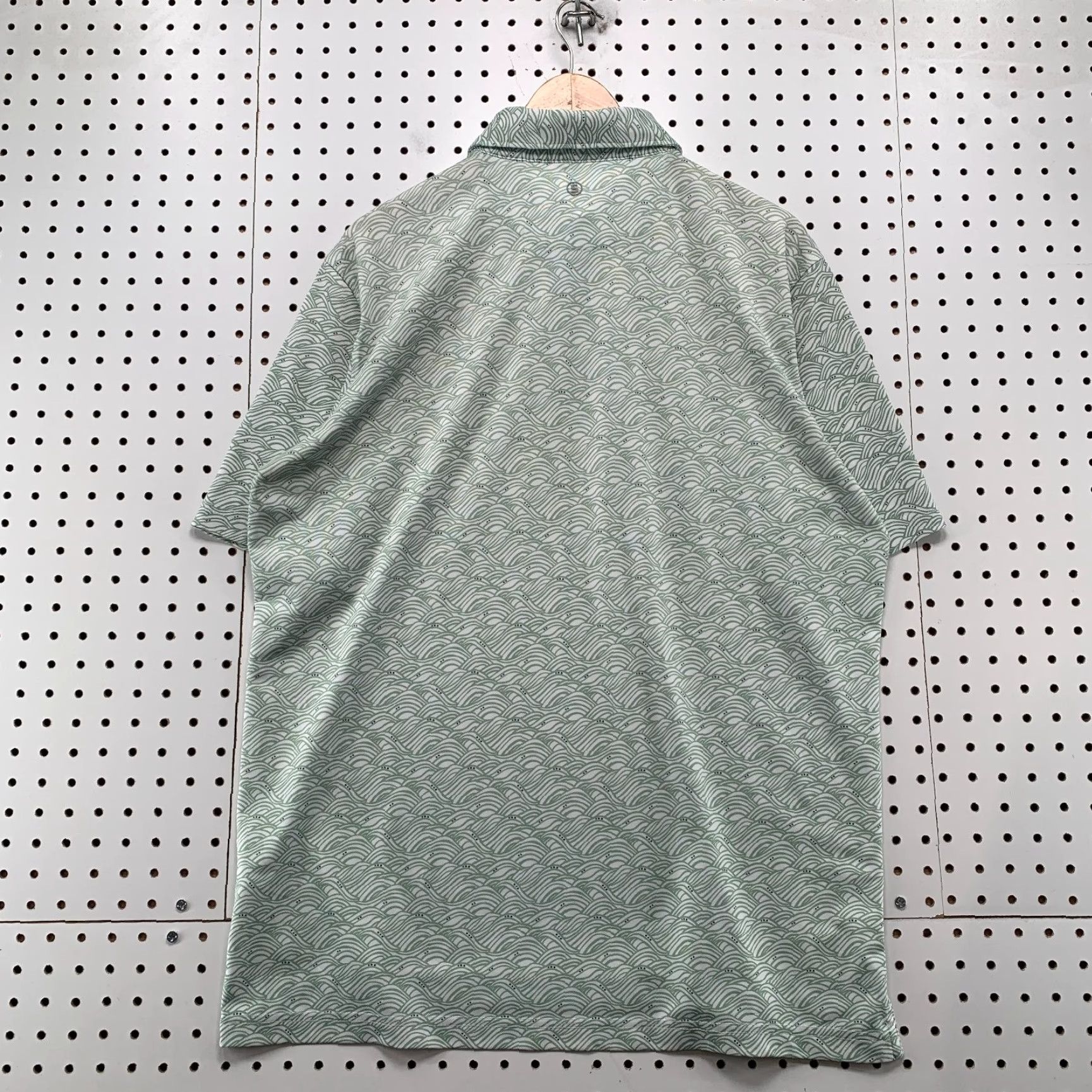 Vintage Stitch Polo Golf Shirt Mens Large Beige White All Over Graphic Polyester Peru Size US L / EU 52-54 / 3 - 3 Thumbnail