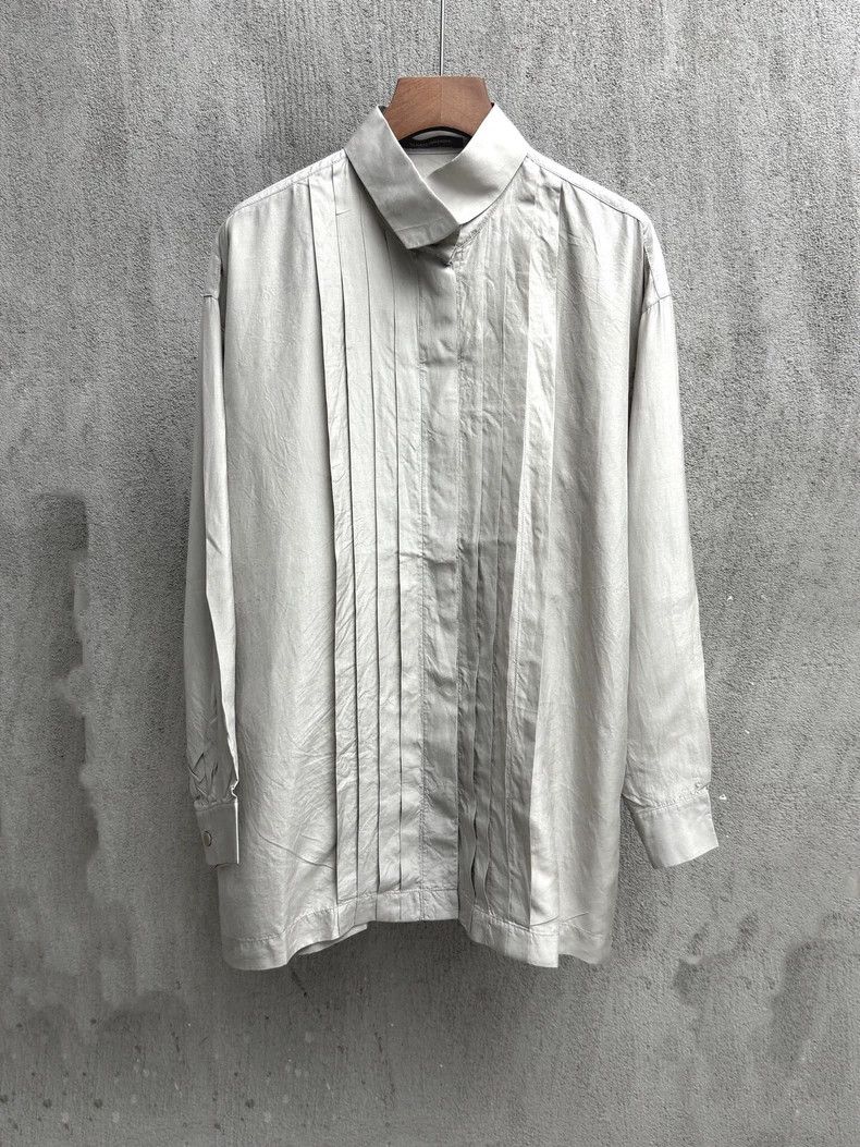 Issey Miyake Issey Miyake Grey silk pleated shirt Size US M / EU 48-50 / 2 - 1 Thumbnail
