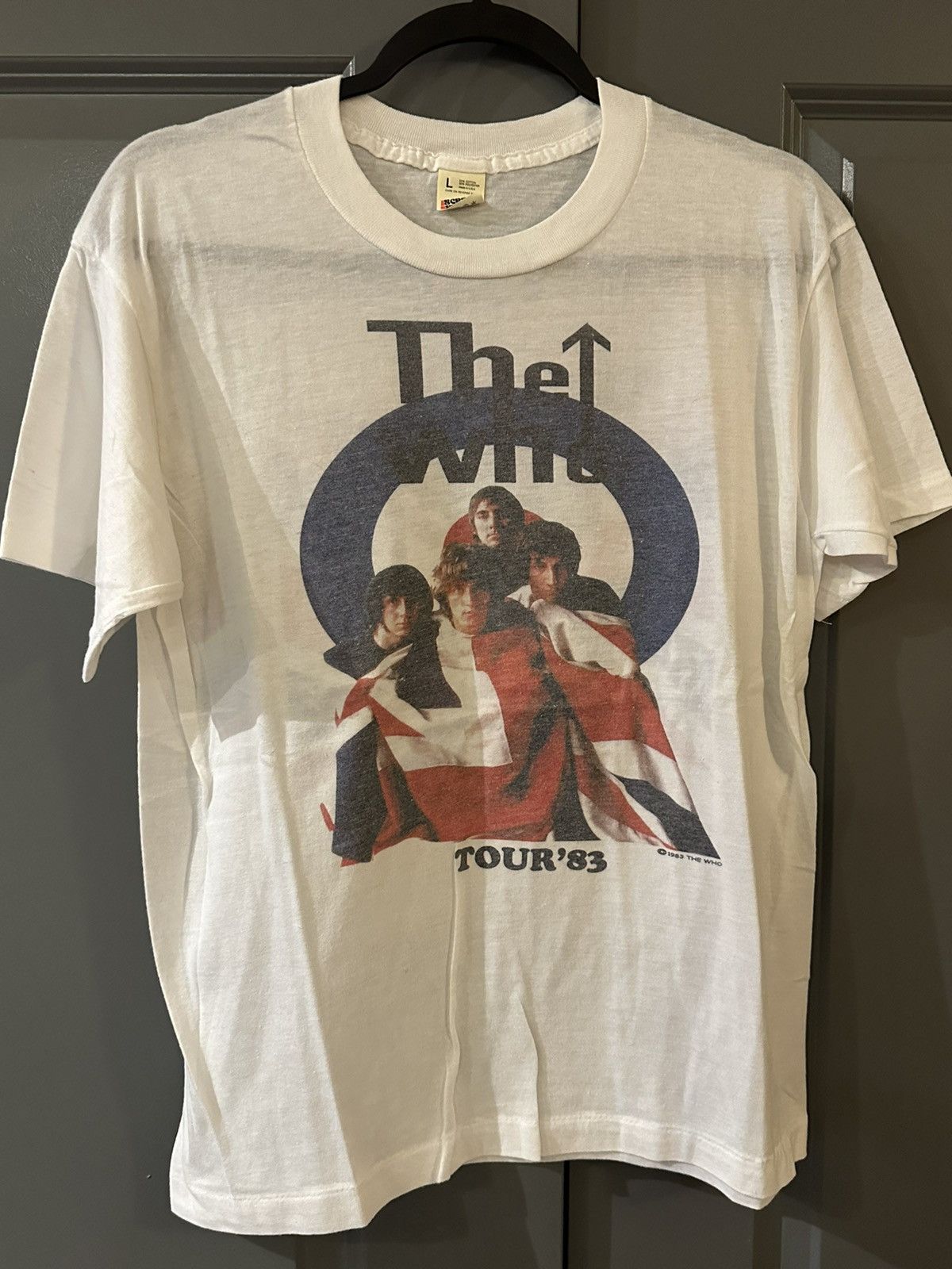 image of Band Tees x Grail Vintage The Who 1983 Concert Band Promo Tour Tee in White, Men's (Size Large)