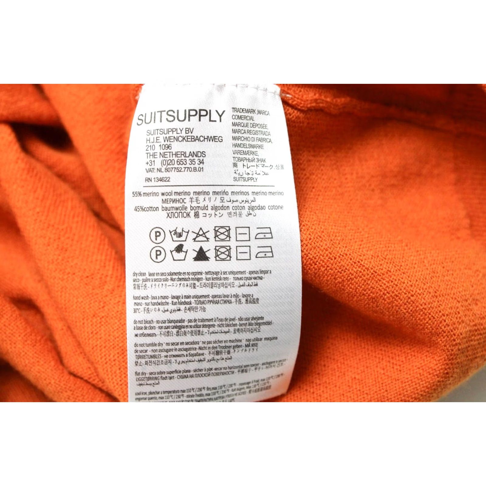 Suitsupply Suitsupply Olympics T-Shirt Women's 2XL Merino Wool Cotton Knitted Short Sleeve Orange Crew Neck Summer Casual Womens Size XXL / US 16-18 / IT 52-54 - 5 Thumbnail