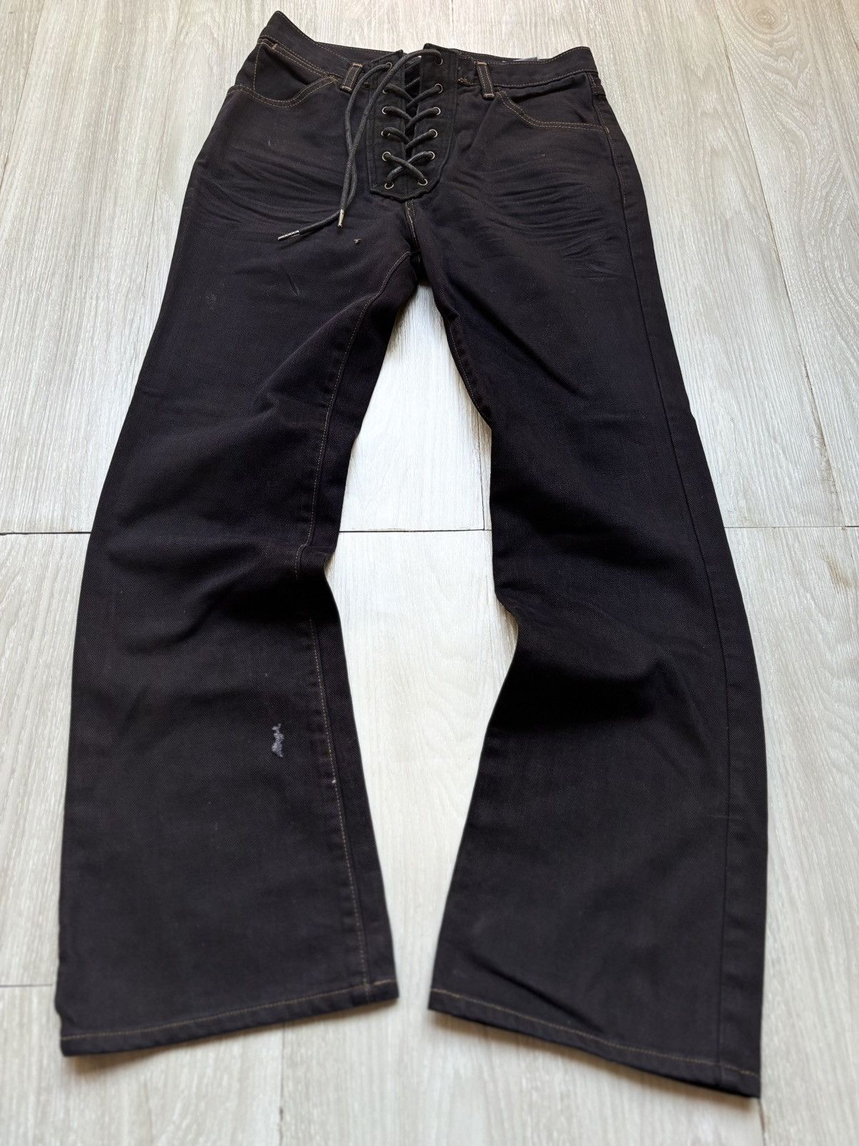 Japanese Brand Wrangler lace up flare jeans Size US 27 - 1 Thumbnail