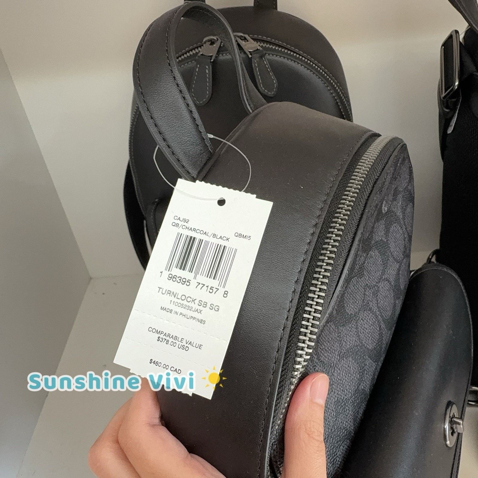 Coach NWT Coach Turnlock Sling Pack CAJ92 Gunmetal/Charcoal/Black Size ONE SIZE - 2 Thumbnail