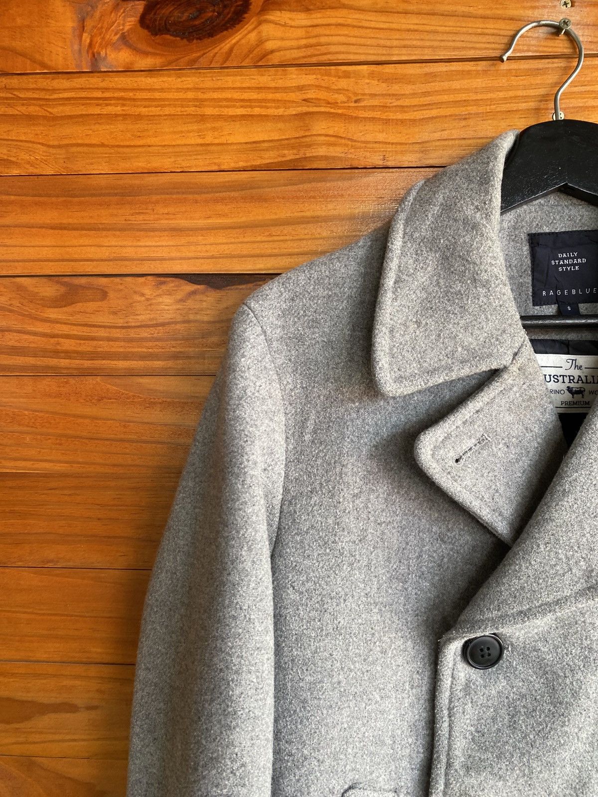 RAGEBLUE RAGEBLUE Grey DoubleBreasted Pea Coat Australian Merino Wool Size US S / EU 44-46 / 1 - 7 Thumbnail