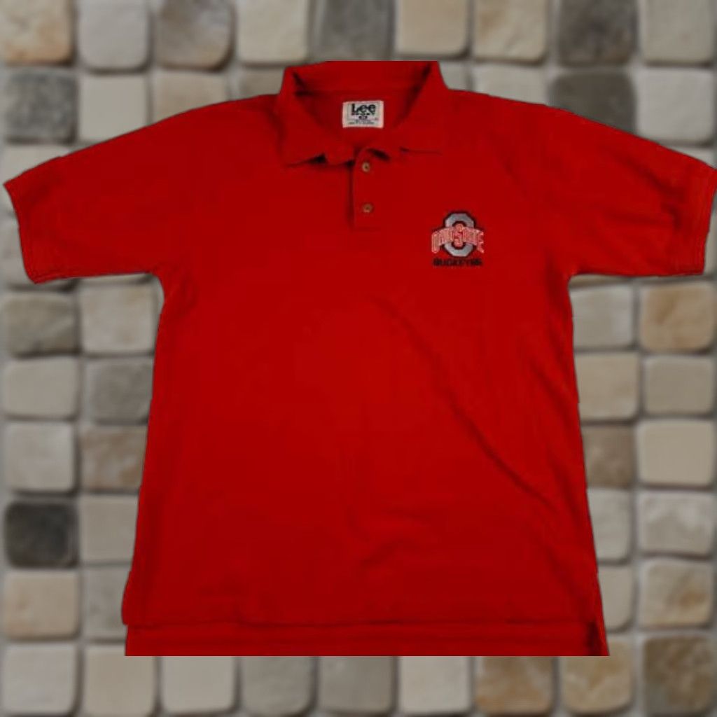 Vintage Lee Sport Ohio State Buckeyes Polo Shirt Golf 1/4 Button Short Sleeve Red Medium Mens Sports Card Knit Size US M / EU 48-50 / 2 - 1 Thumbnail