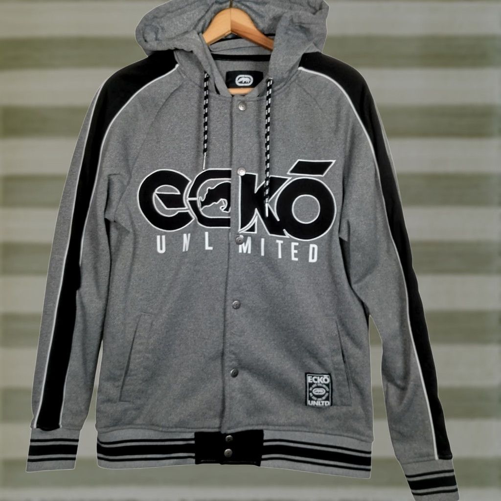 Ecko Unltd. Ecko Unltd Sweatshirt Men Small Gray Black Snap Hoodie Streetwear VINTAGE? No — use provided rules. Size US S / EU 44-46 / 1 - 1 Thumbnail