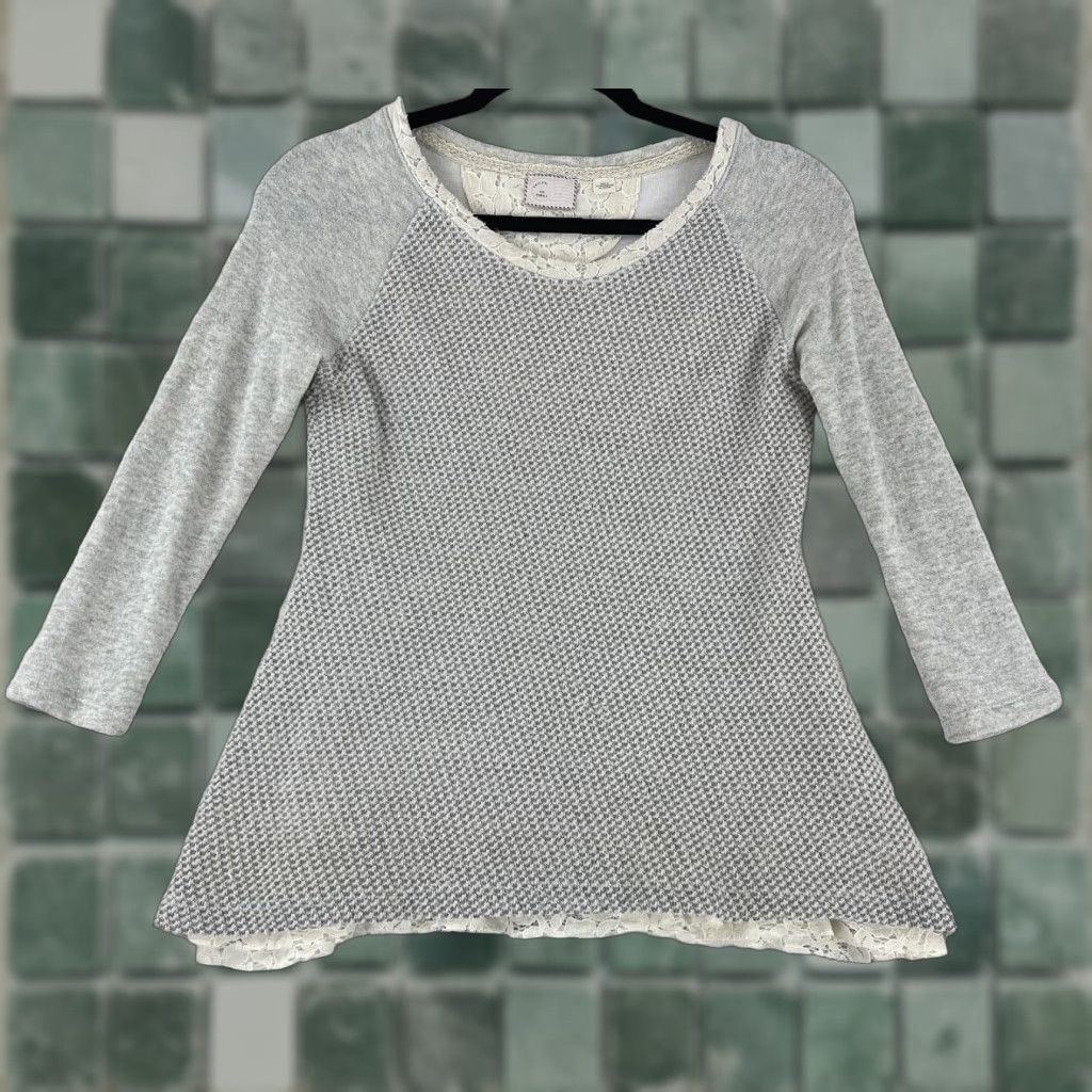 Anthropologie Postmark Shirt Womens XS Gray Textured Knit Peplum Pullover Size XS / US 0-2 / IT 36-38 - 1 Thumbnail
