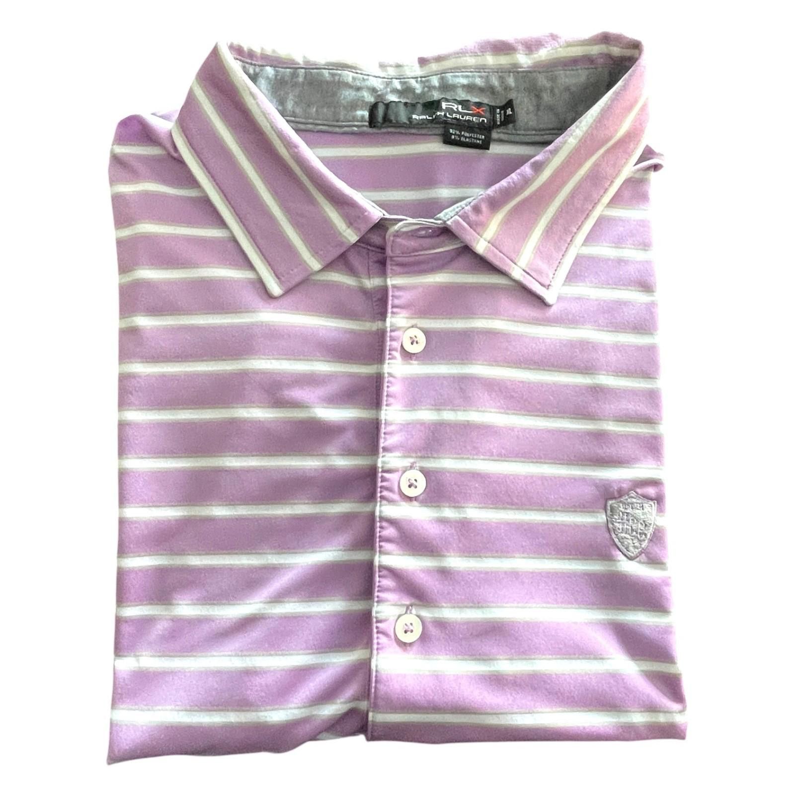 RLX Ralph Lauren Ralph Lauren RLX Golf Polo Mens XL Lavender Striped Shirt Size US XL / EU 56 / 4 - 3 Thumbnail