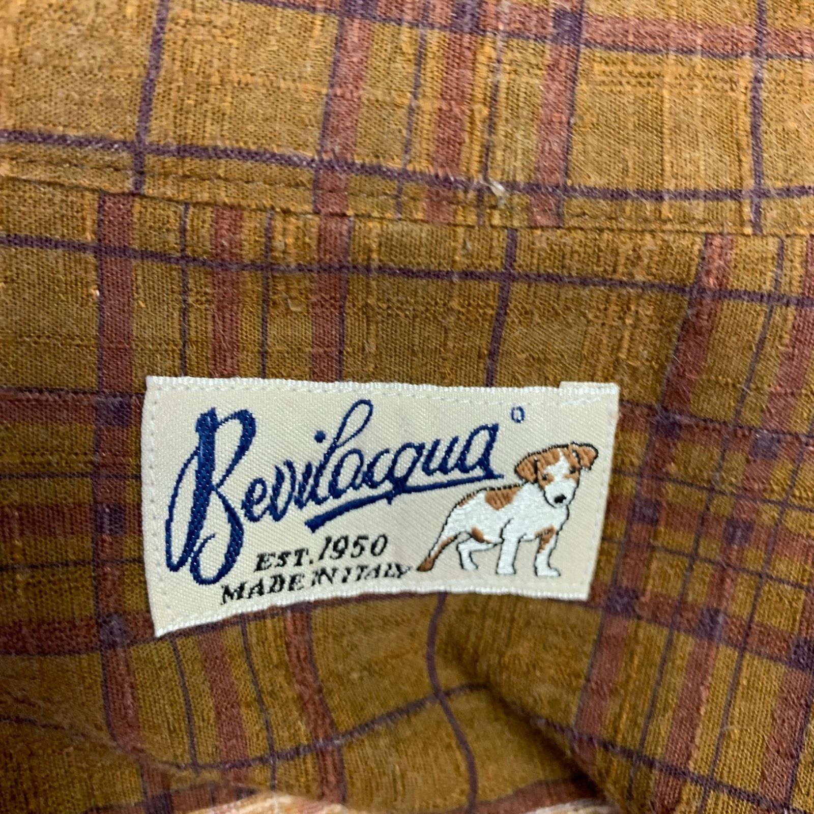 Bevilacqua Brown Purple Checkered Cotton Blend Long Sleeve Shirt Size US XL / EU 56 / 4 - 5 Thumbnail