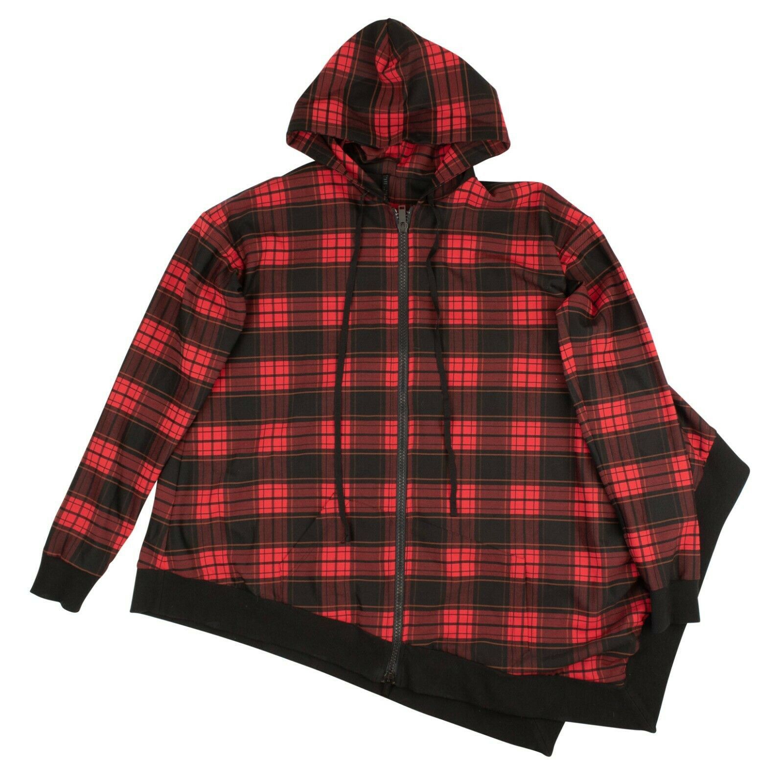 image of Unravel Project Red And Black Plaid Poncho Jacket Size S, Women's