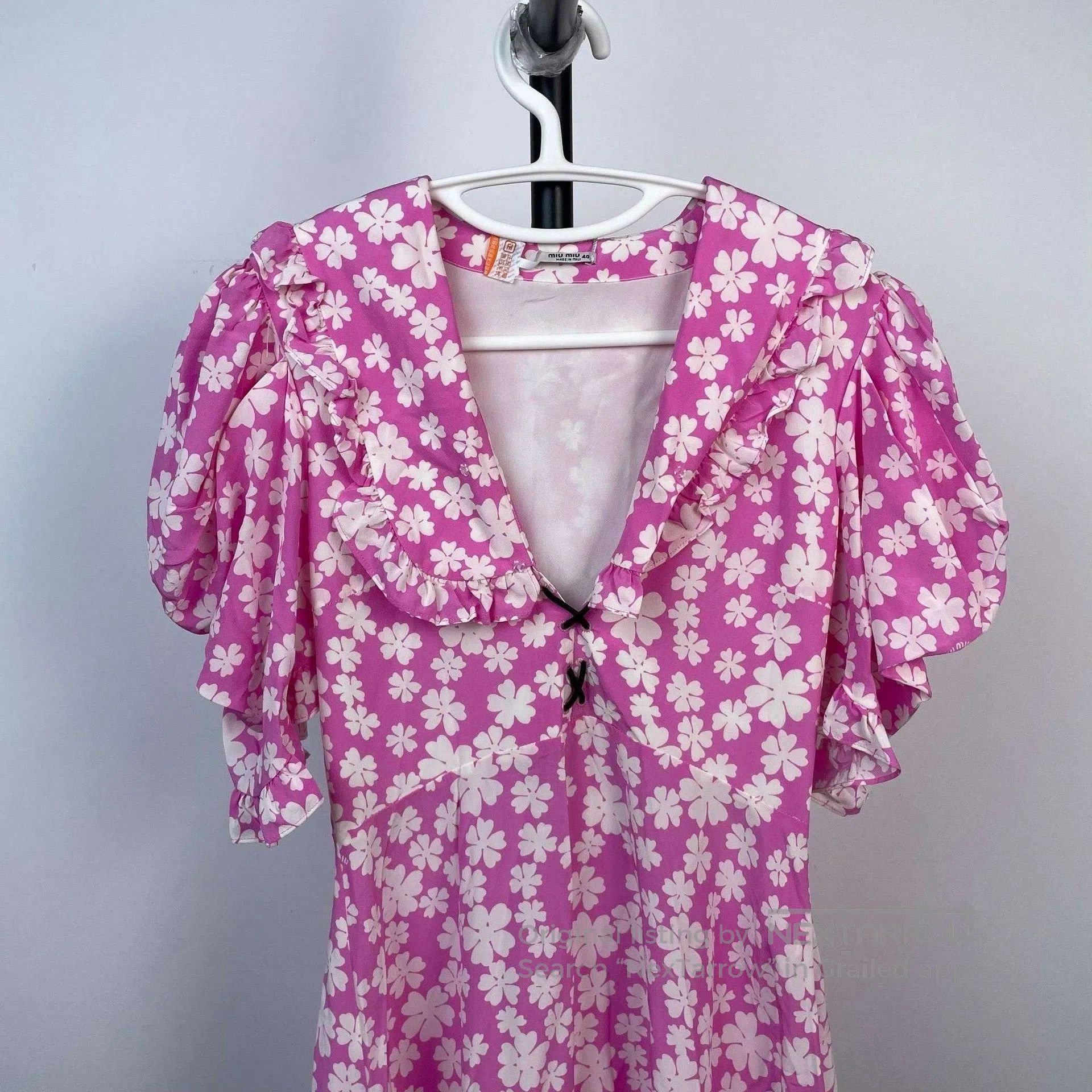 Miu Miu MiuMiu Pink Floral Print Dress. Size S / US 4 / IT 40 - 4 Thumbnail