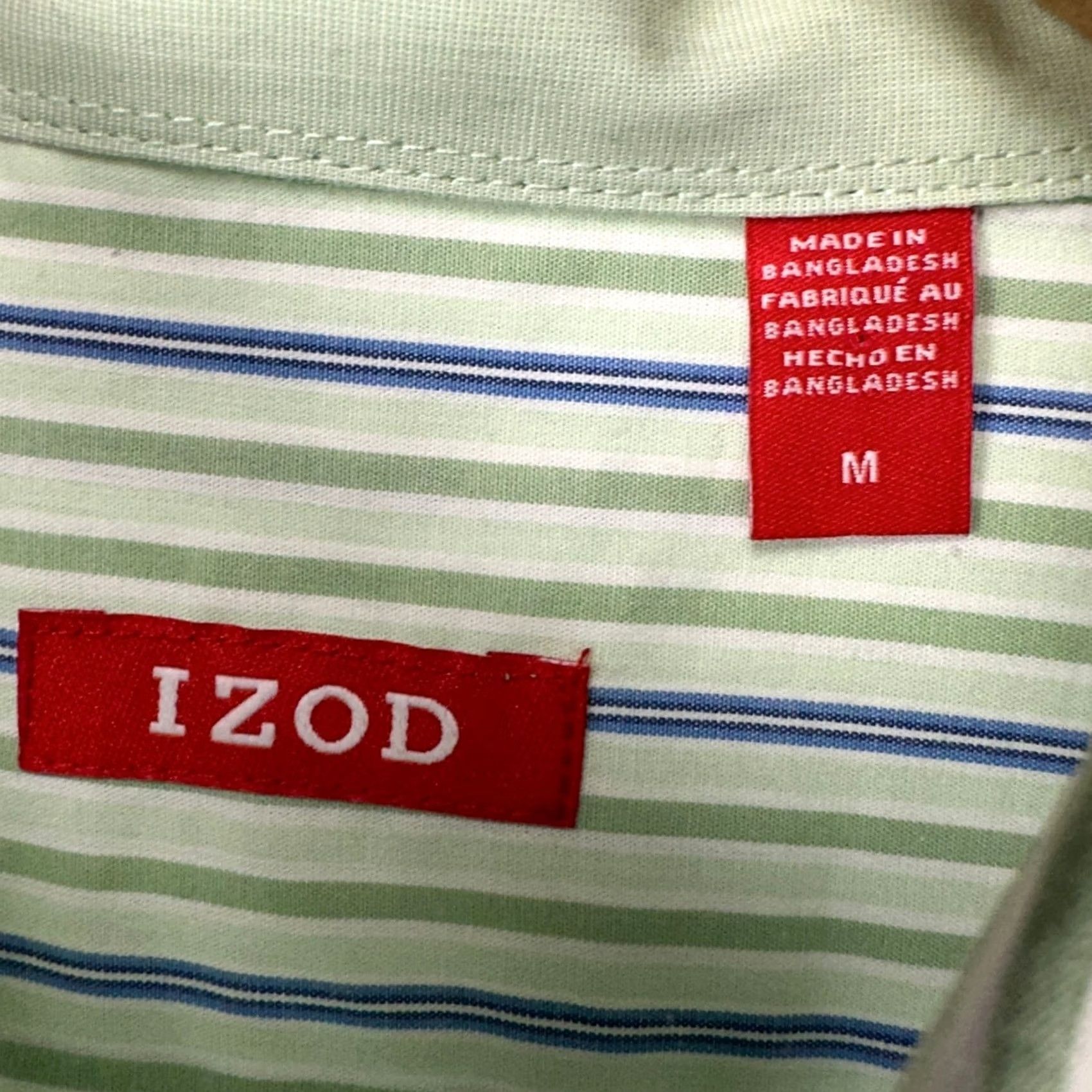 Izod IZOD Adult Mens Button-Down Shirt Medium Green Blue Striped Long Sleeve Logo NEW Size US M / EU 48-50 / 2 - 5 Thumbnail