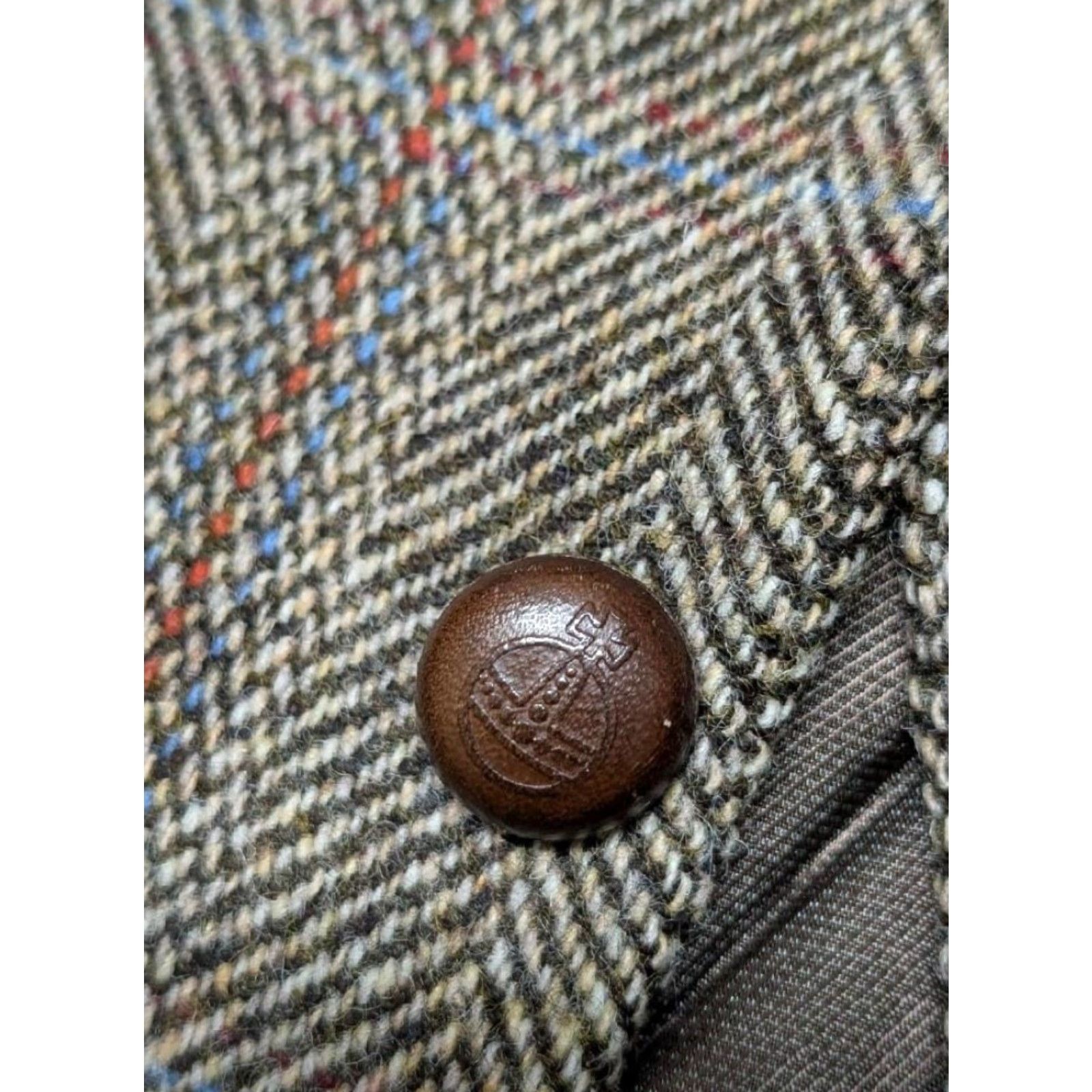 Vintage VINTAGE Harris Tweed brown 46R herringbone wool blazer Barutti Size 46R - 6 Thumbnail