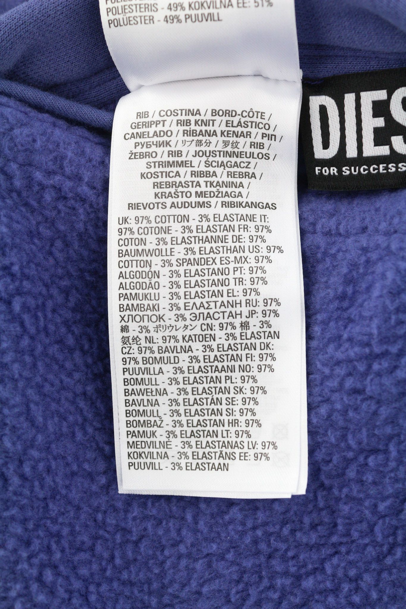 Diesel S-Rummes-Zip-Rev Men Hoodie M Blue Fleece 40111 Size US M / EU 48-50 / 2 - 10 Thumbnail